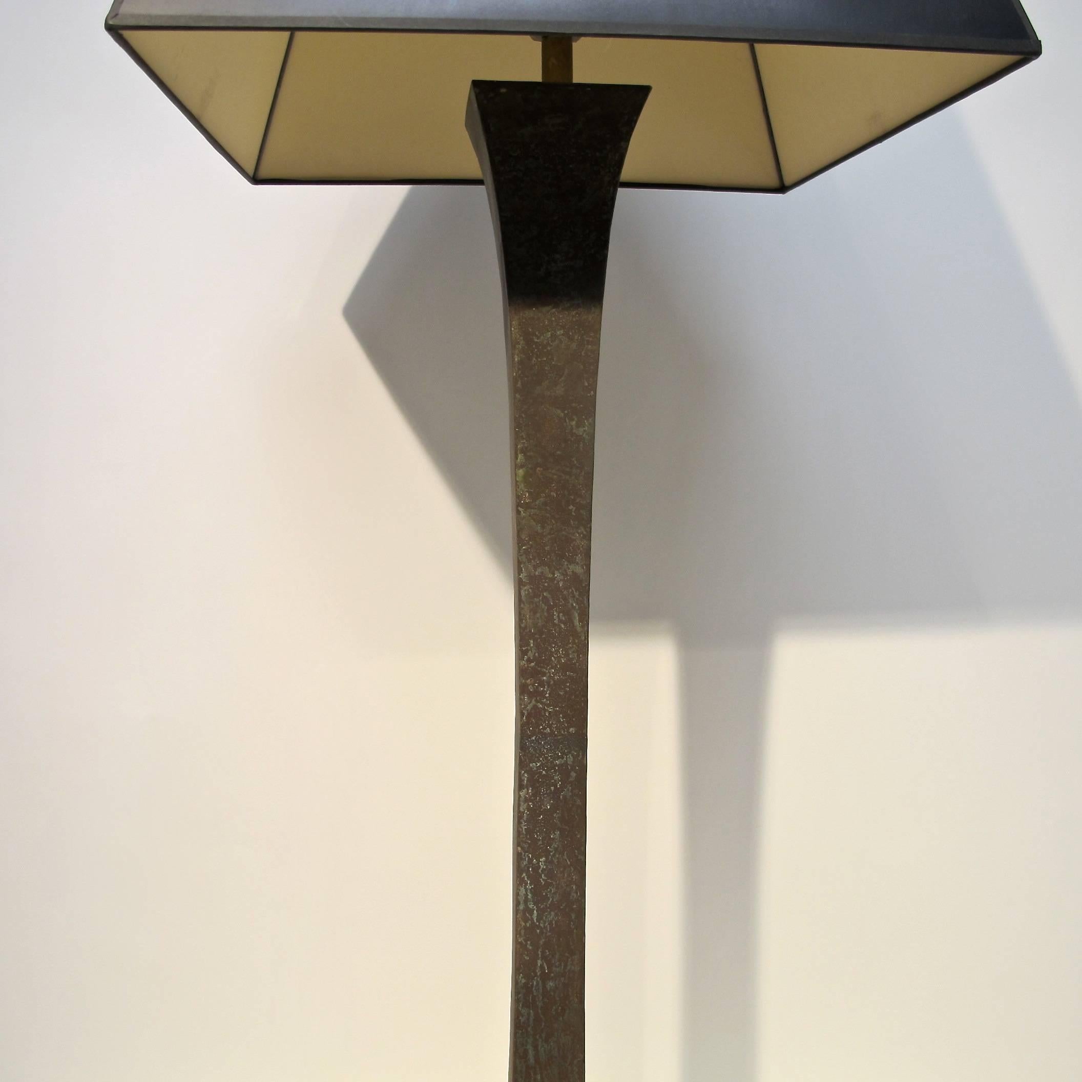 Patinated Bronze Mid Century Floor Lamp For Sale