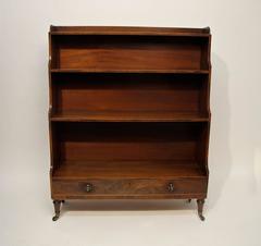 Mahogany Waterfall Bookcase with Single Drawer, English