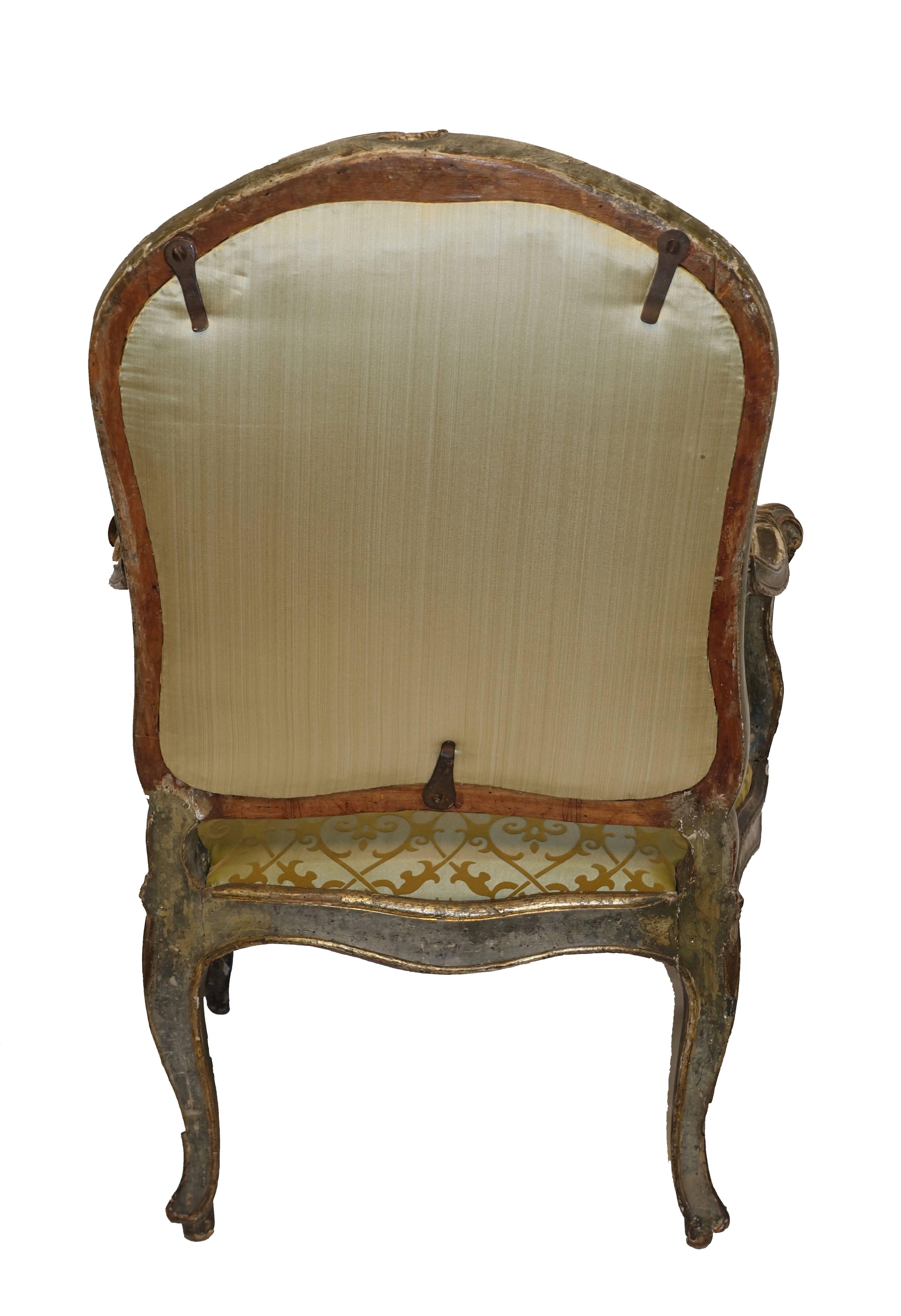 Italienischer venezianischer Sessel aus dem 18. Jahrhundert (Polster) im Angebot