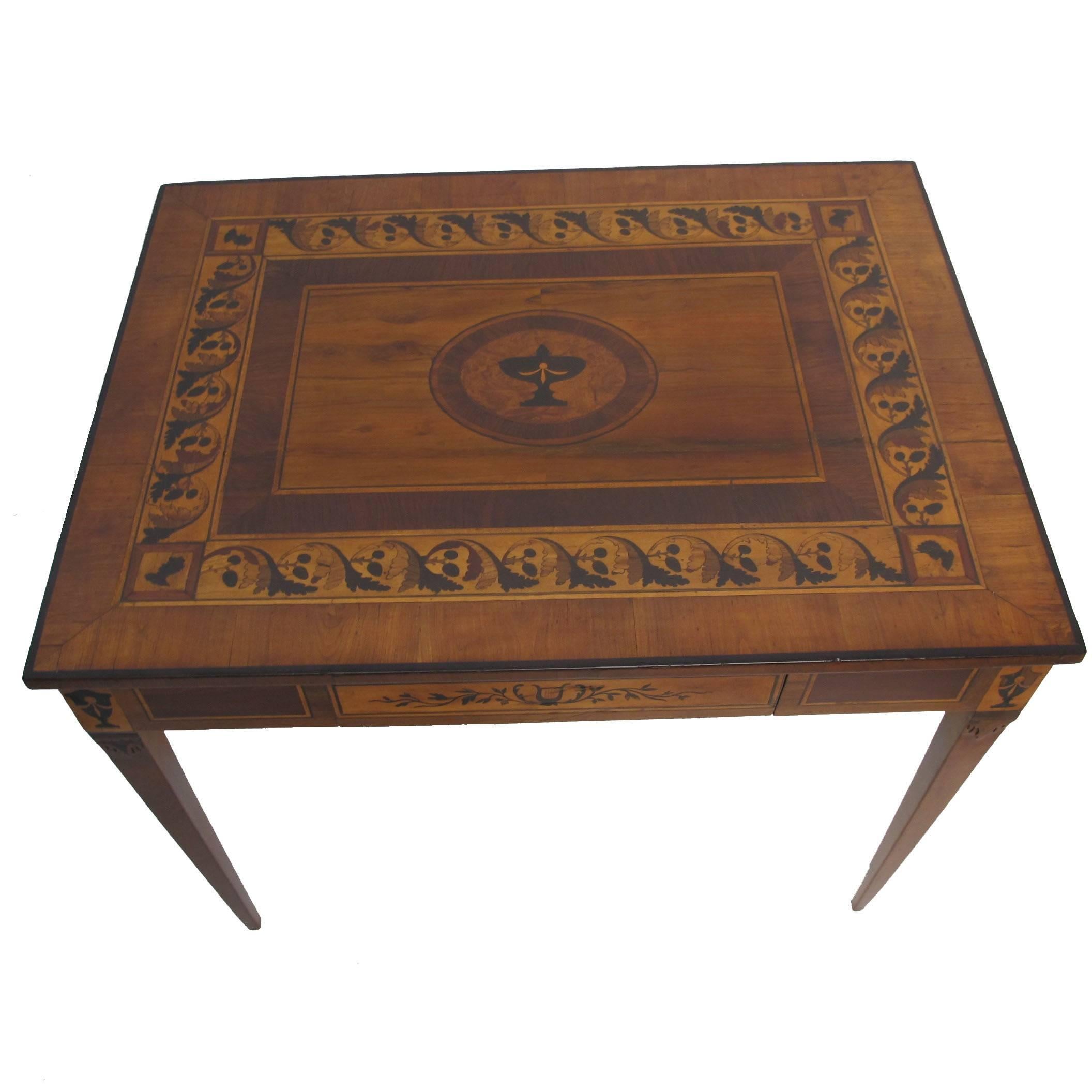  Italian Parquetry Inlaid Writing Table Desk, 18th Century For Sale 3