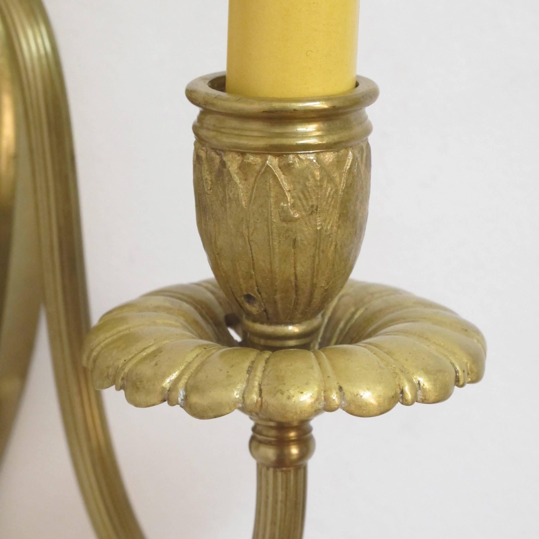 Georgian Pair of Edwardian Brass Sconces For Sale