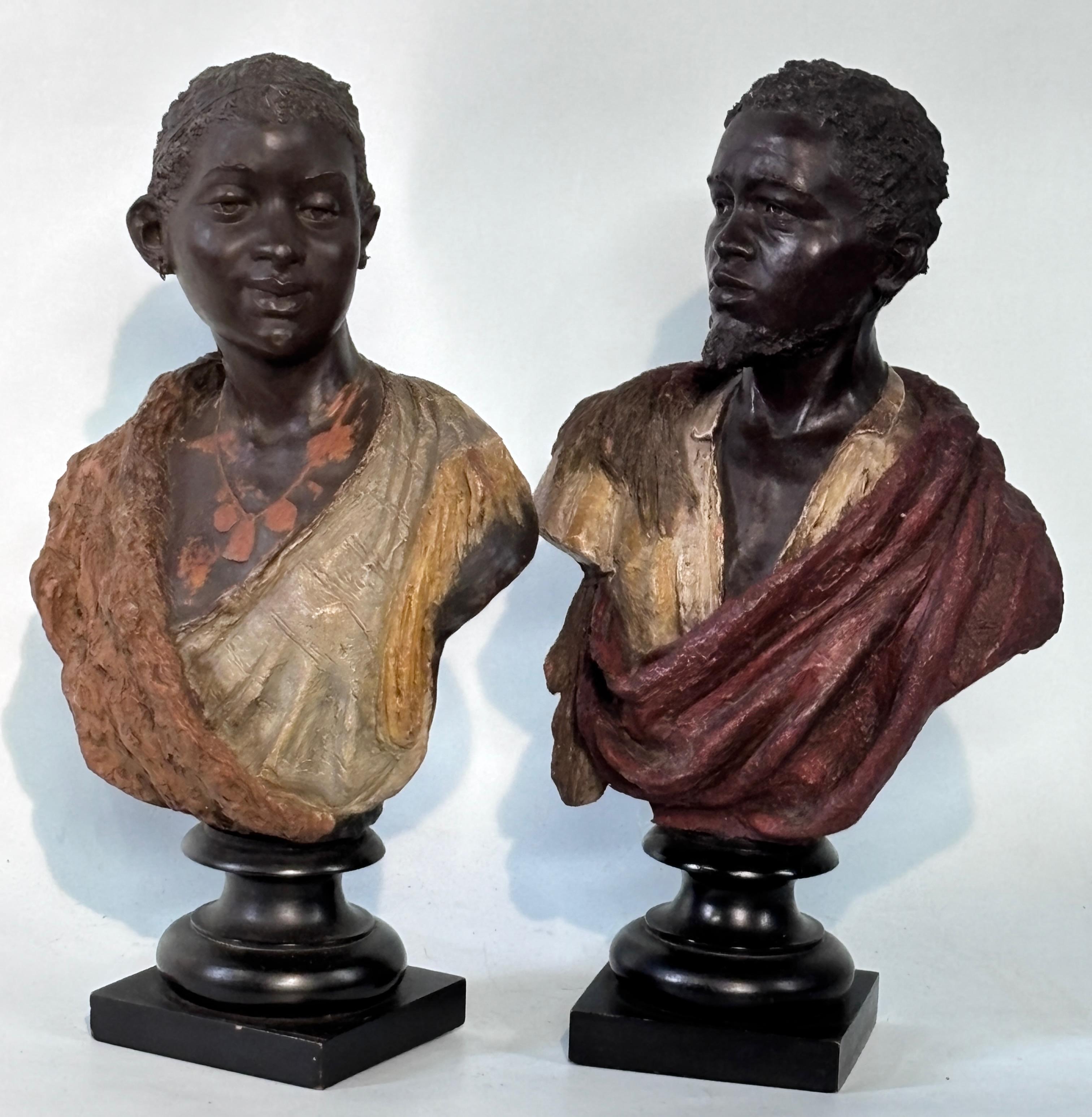 Paar polychrome Terrakotta-Büsten von Friedrich Goldscheider aus dem späten 19. im Angebot 4