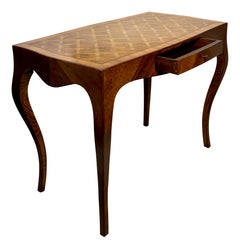 Mid 20th Century Italian Walnut Parquetry Inlay Writing Table Desk