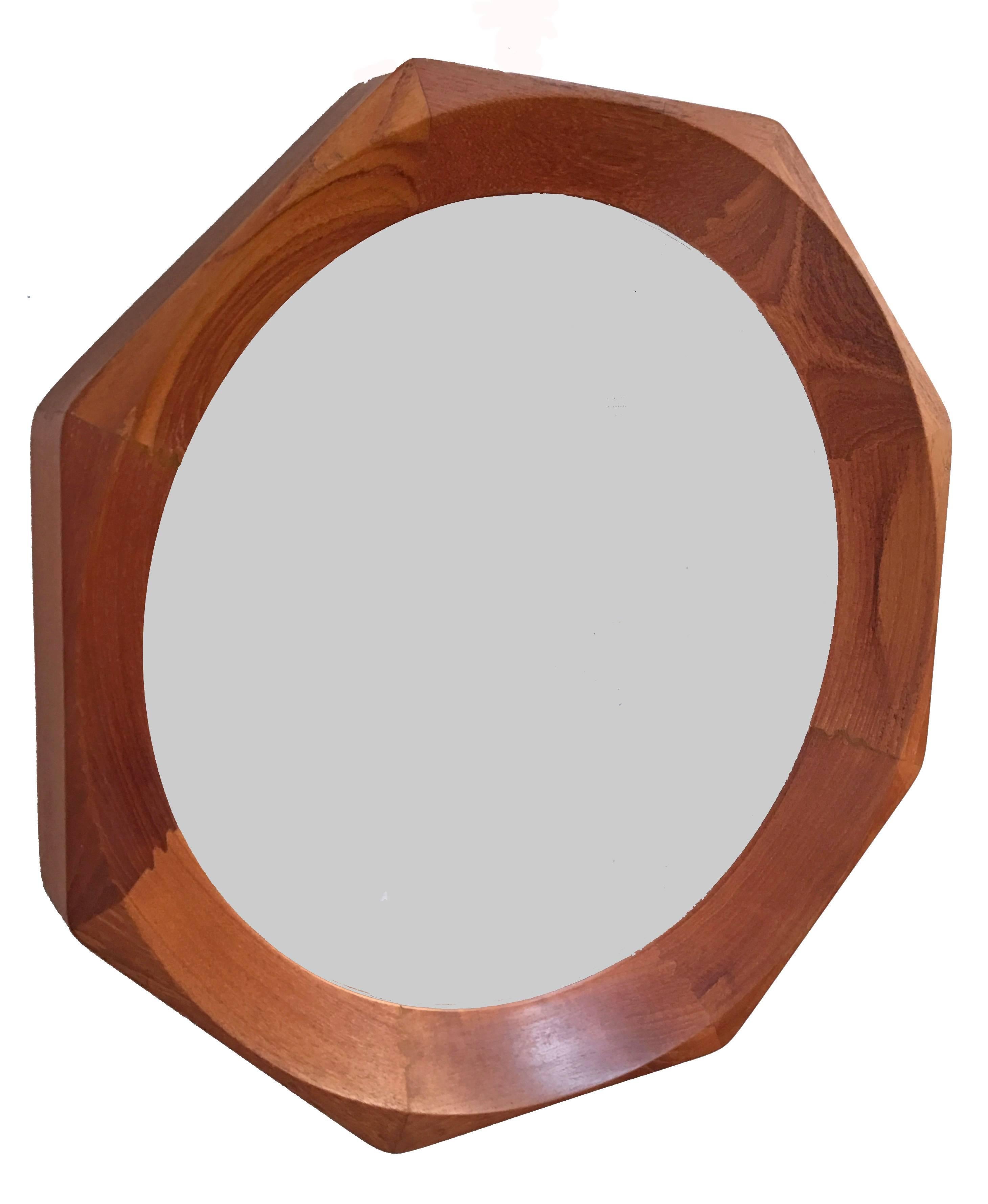 Danish Mid-Century Octagonal Walnut Mirror BVK Denmark 