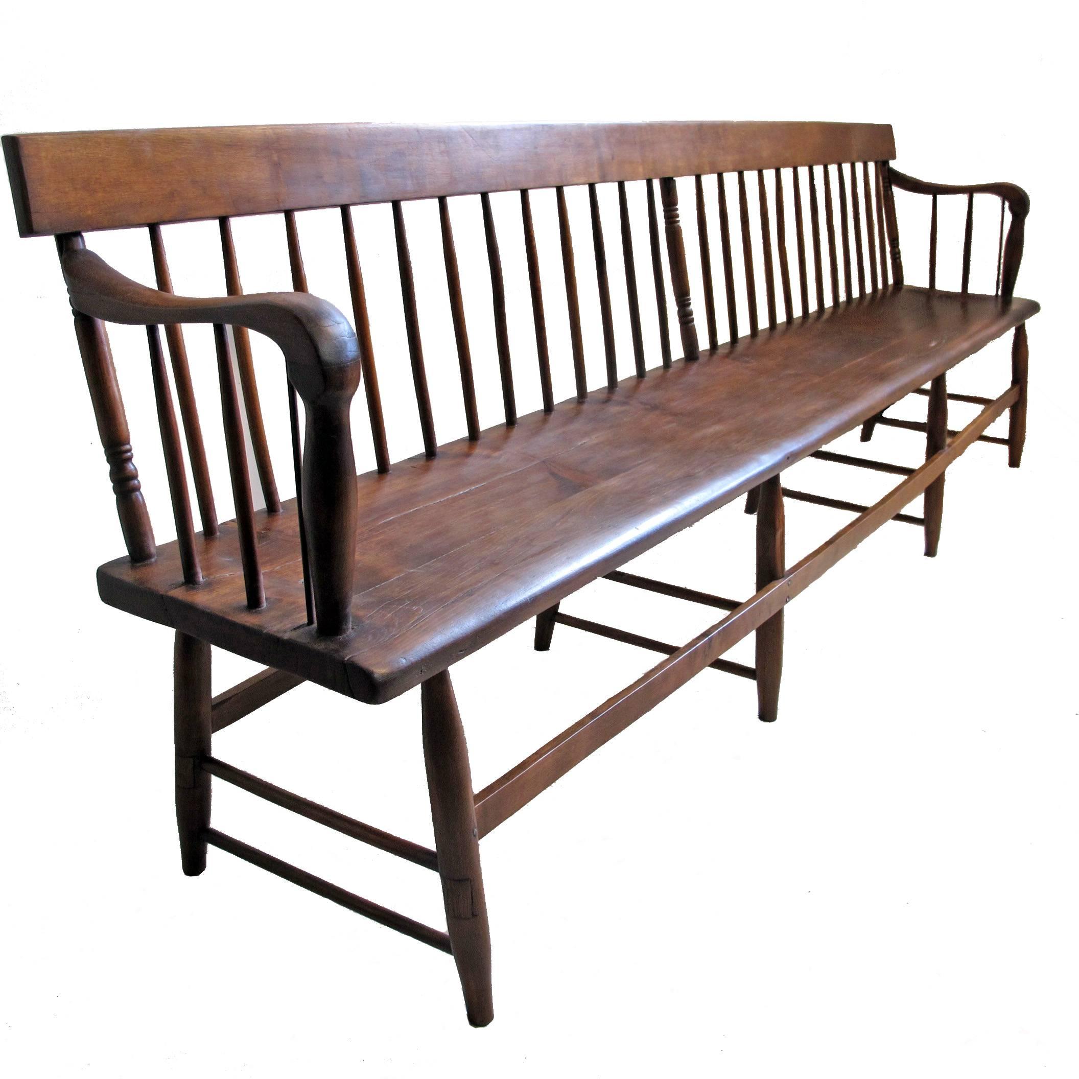 wood spindle bench