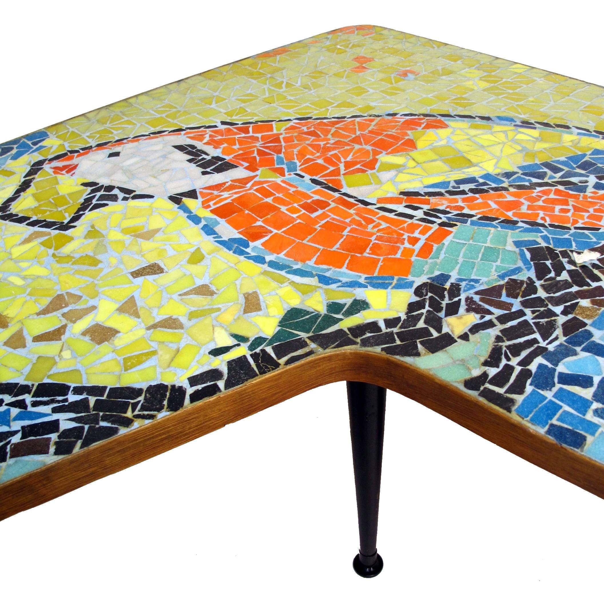Mid-Century Mosaic Tile Parrot Coffee Table In Excellent Condition In San Francisco, CA
