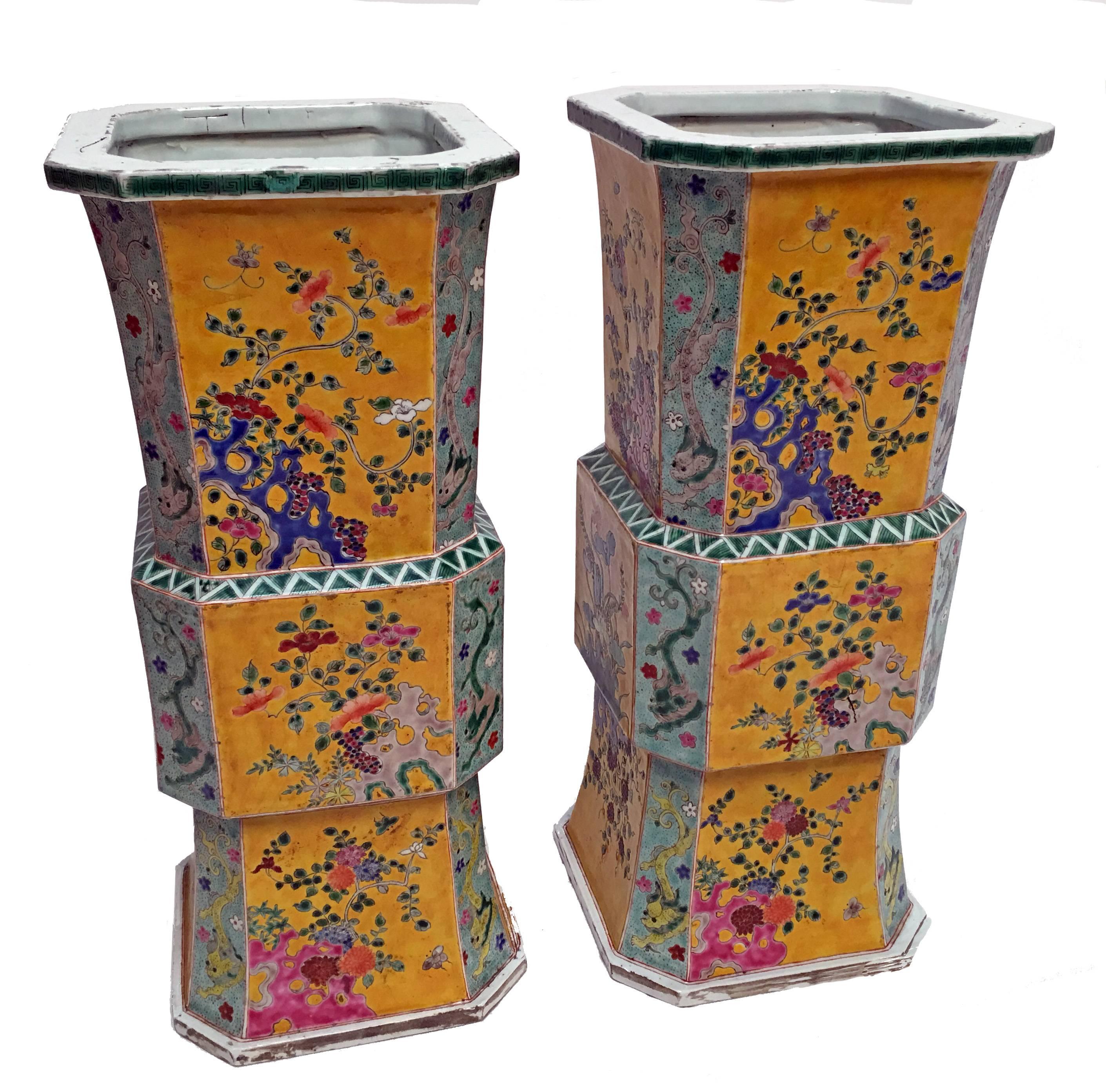 Large Pair of 19th Century Japanese Meiji Vases In Good Condition For Sale In San Francisco, CA