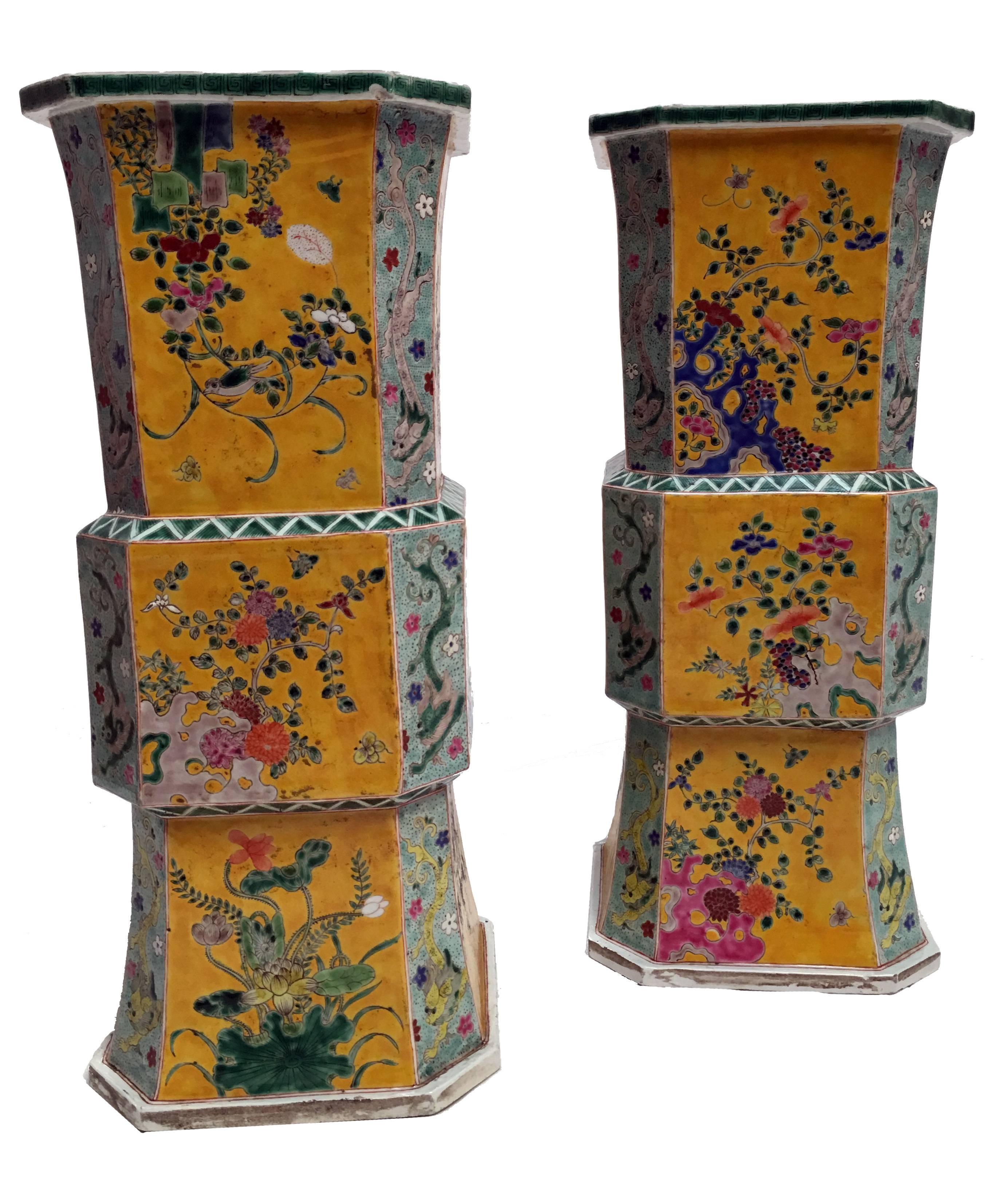 Porcelain Large Pair of 19th Century Japanese Meiji Vases For Sale