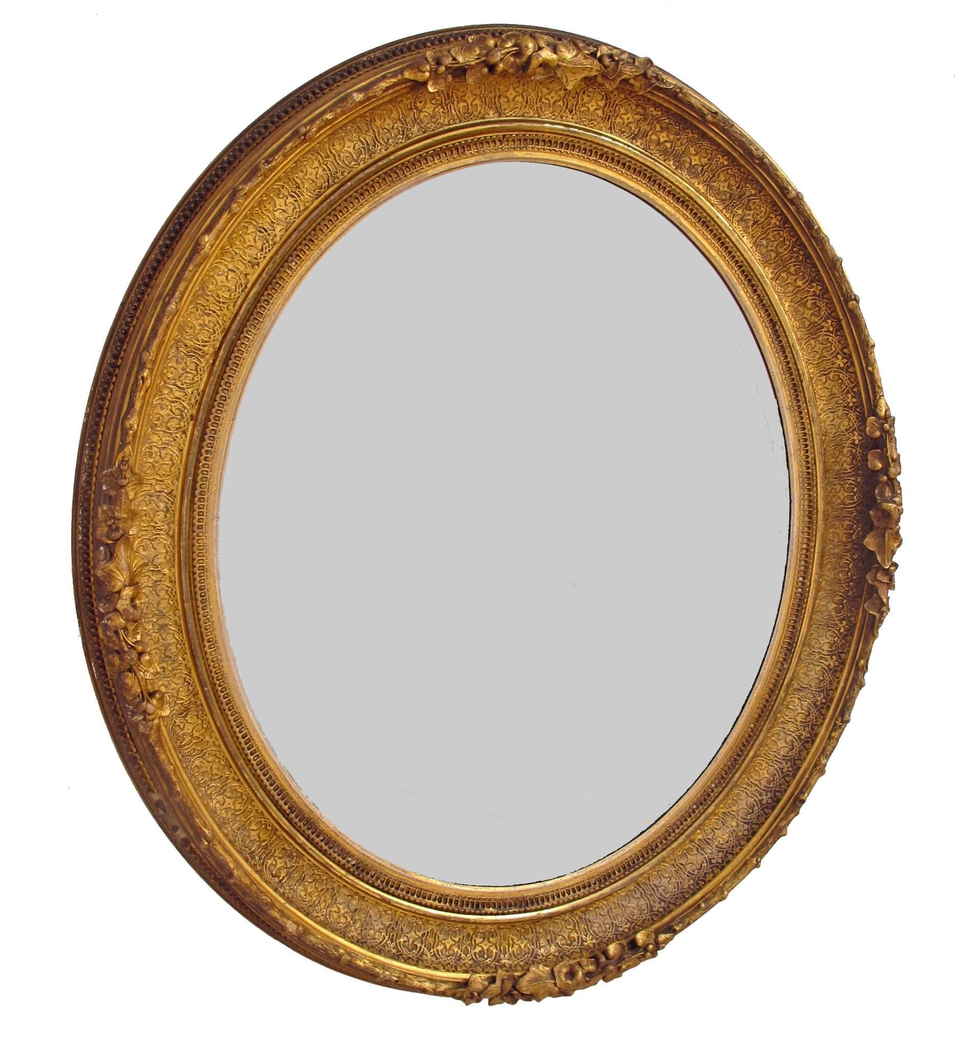 American 19th Century Gilt Oval Mirror
