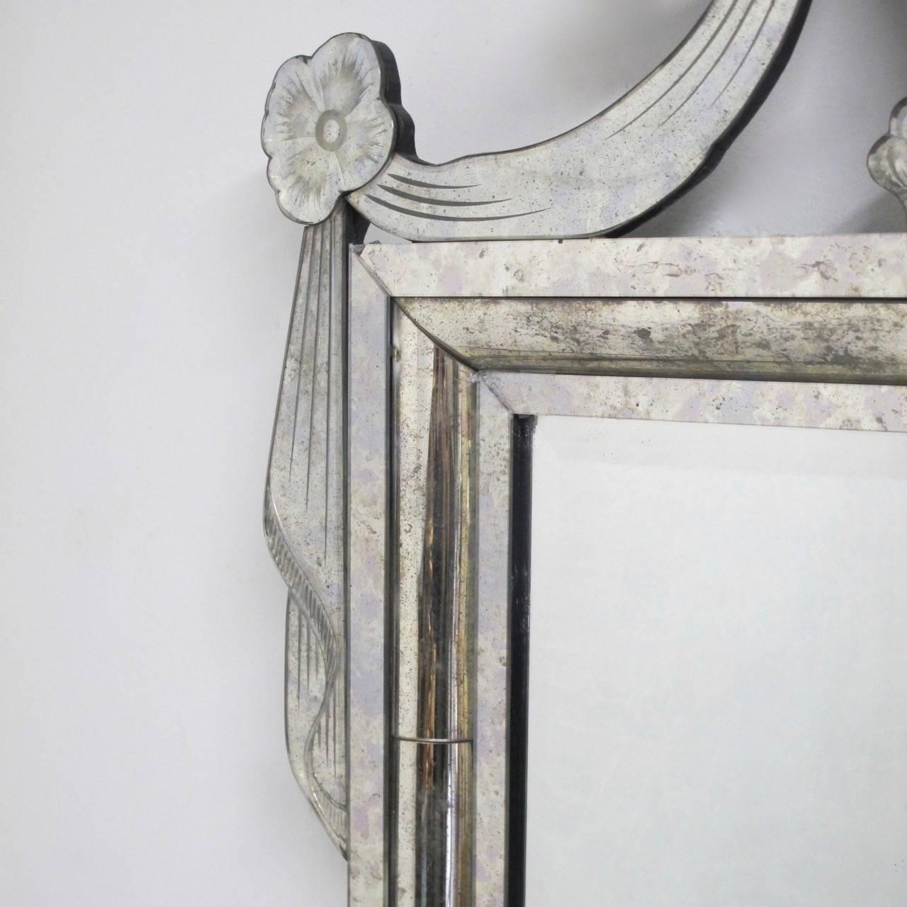 Glass 1920s Venetian Style Mirror