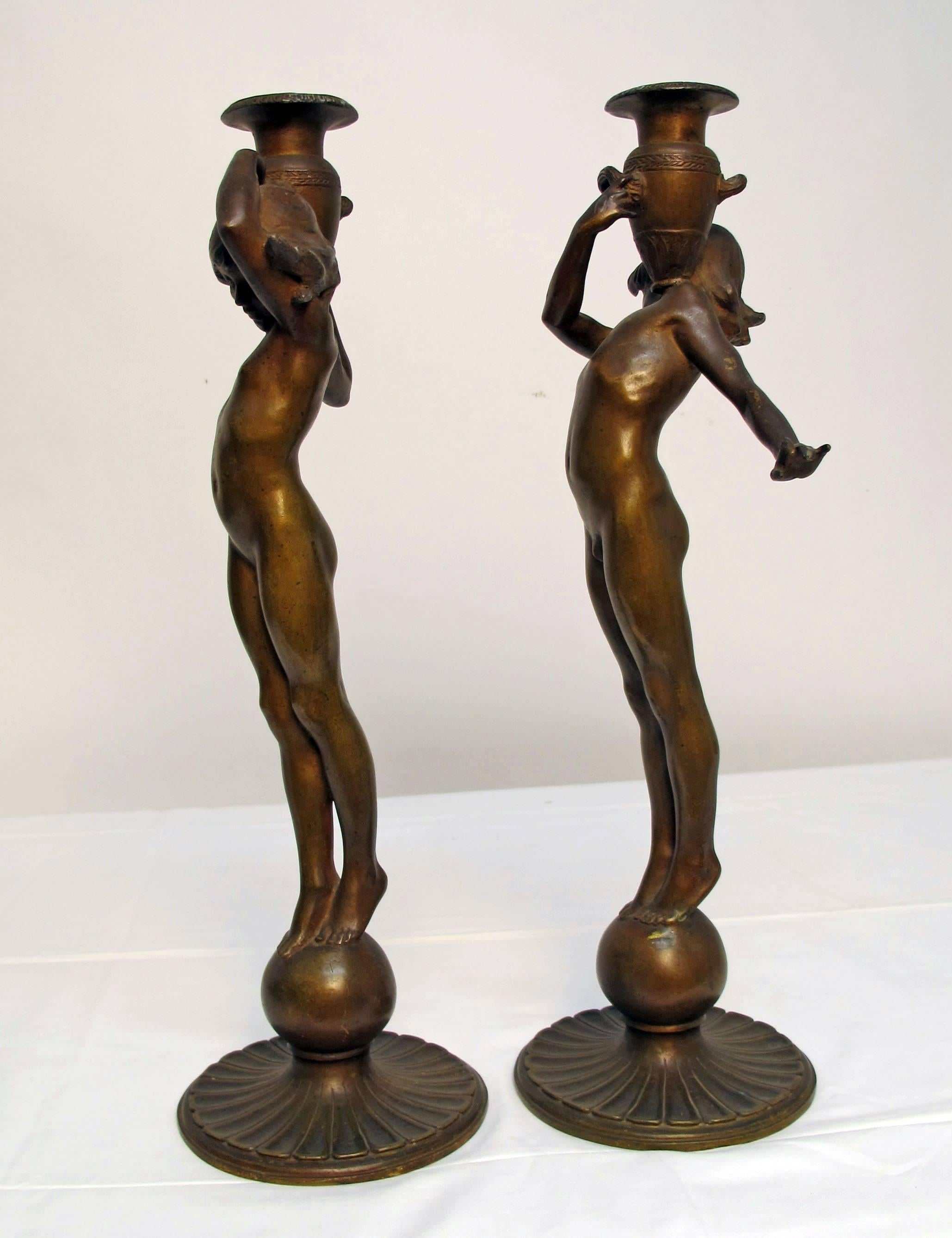 Art Nouveau Bronze Candlesticks 2