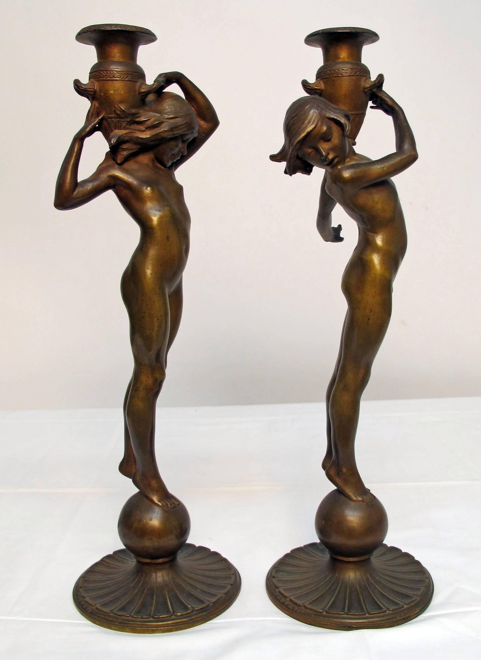 Art Nouveau Bronze Candlesticks 3