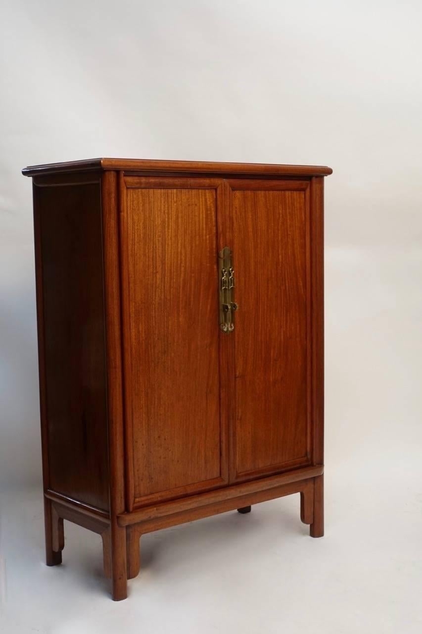 Pair of Mid-Century Chinese Teak Wood Cabinets In Excellent Condition In San Francisco, CA