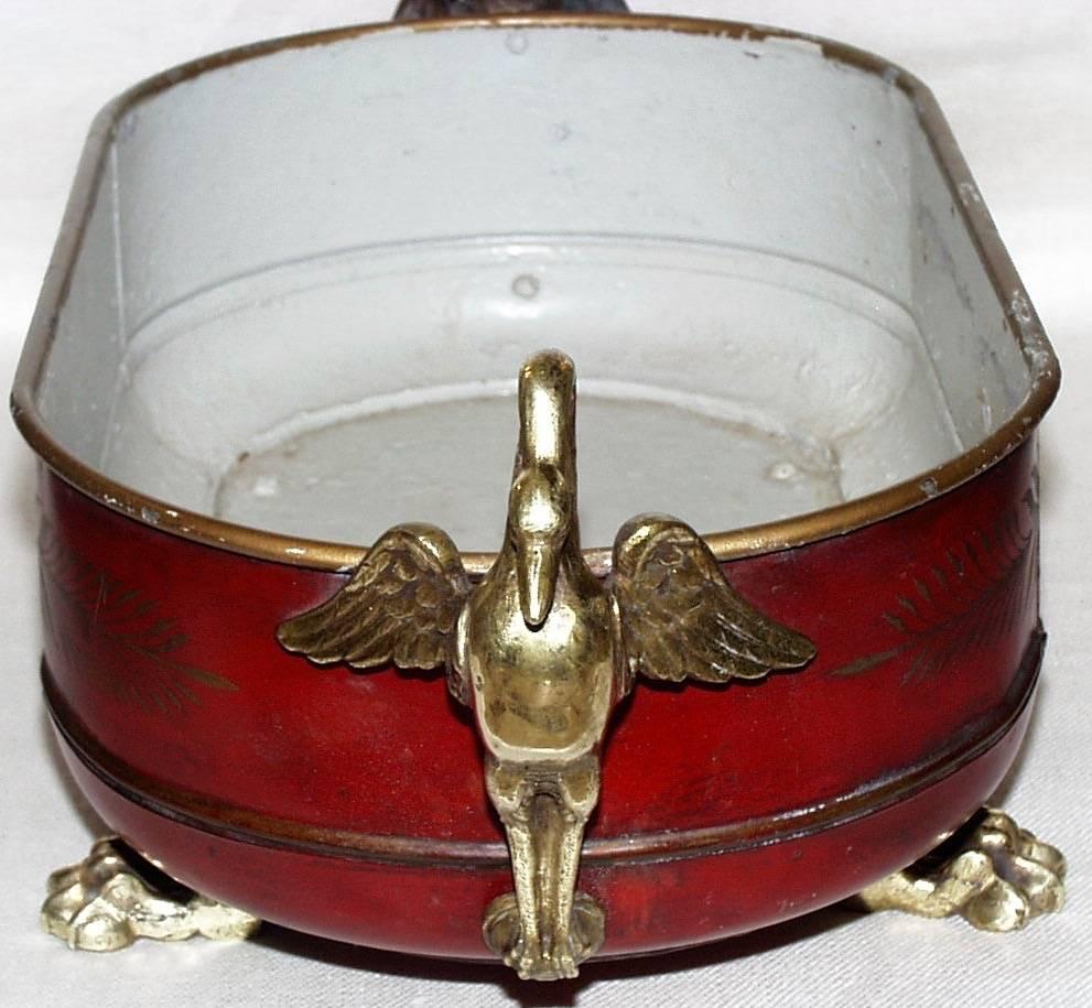 Red Tole Empire Style Cachpot, French, 19th Century In Excellent Condition In San Francisco, CA