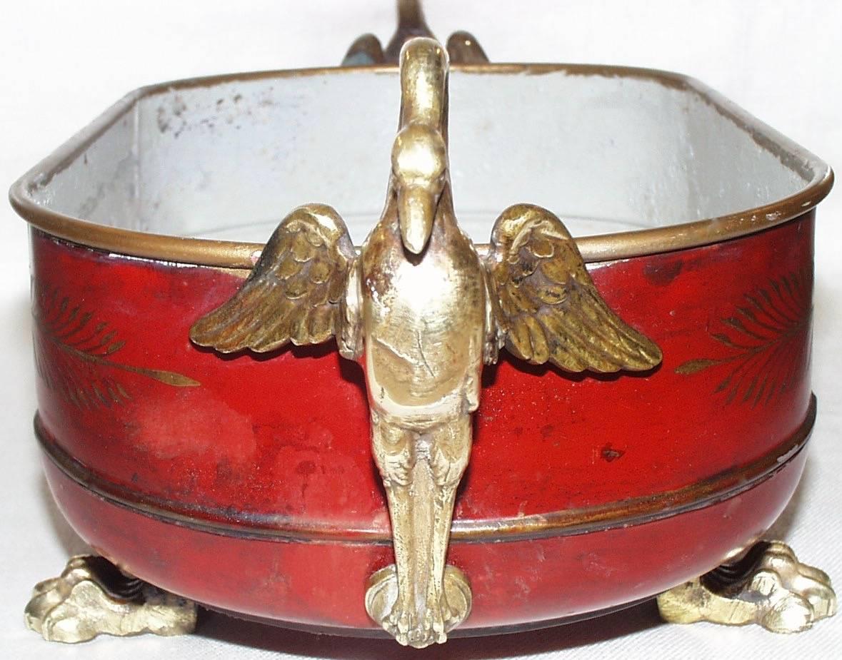 Red Tole Empire Style Cachpot, French, 19th Century 2