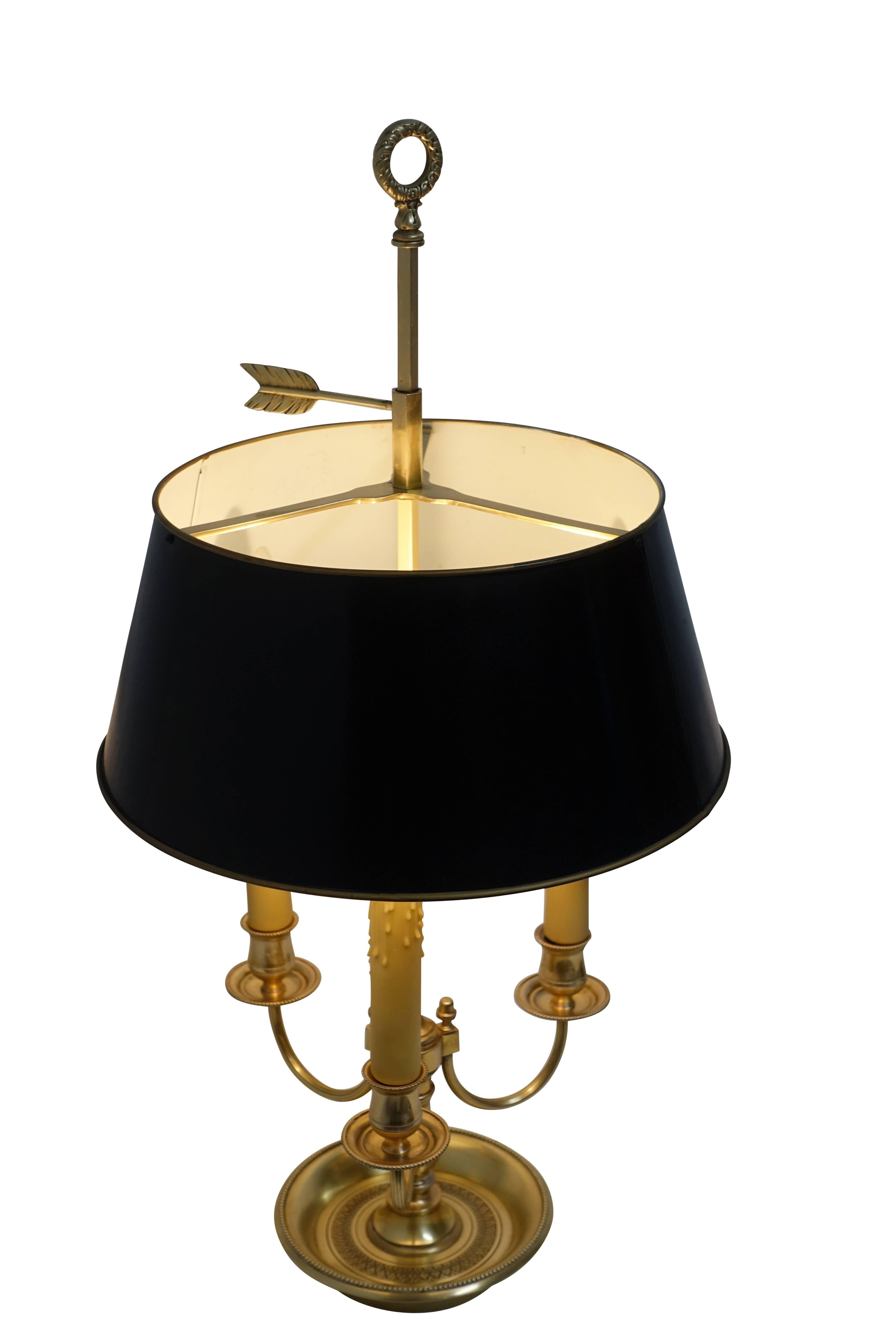 20th Century French Louis XVI Style Brass Bouillotte Lamp