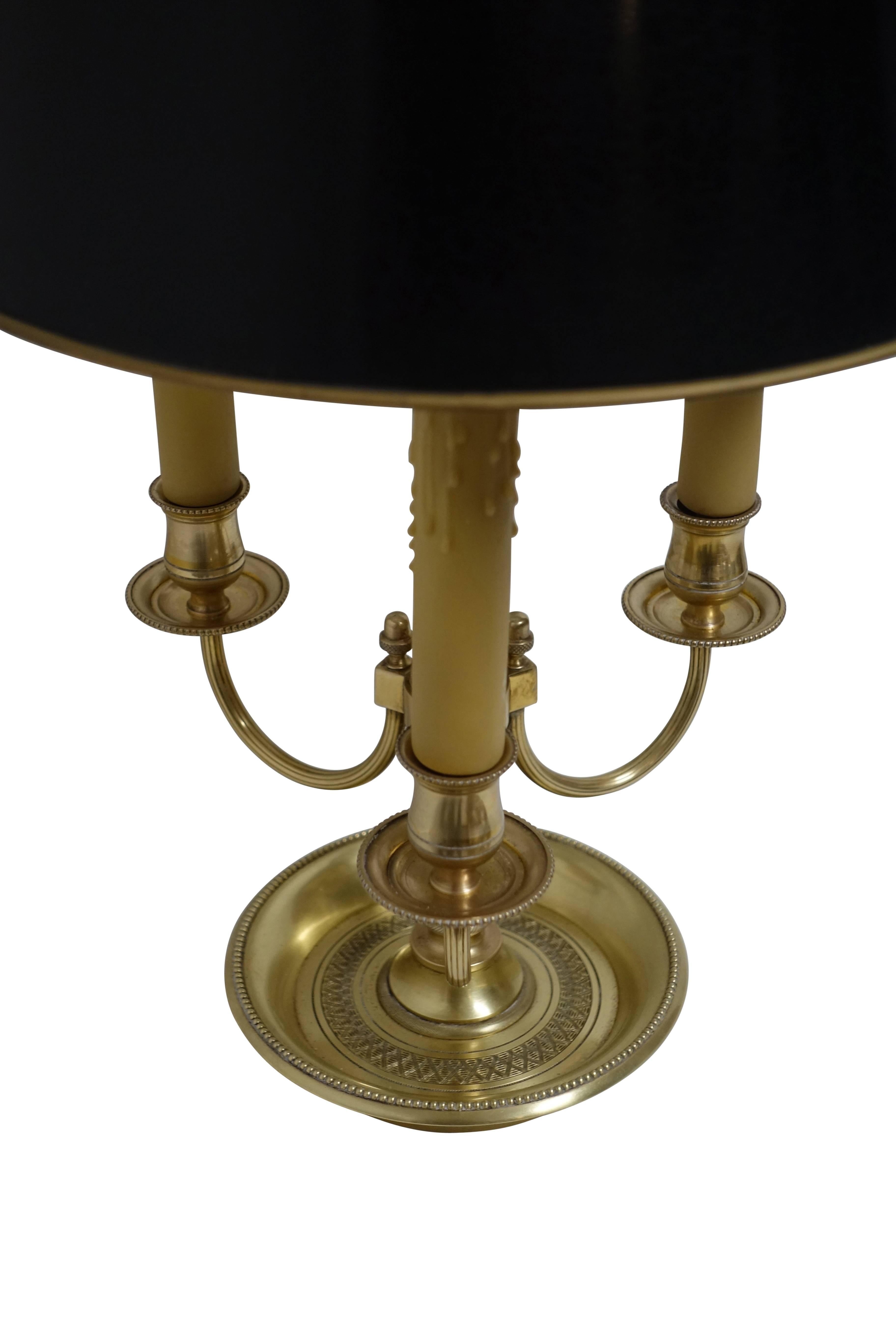 French Louis XVI Style Brass Bouillotte Lamp 1