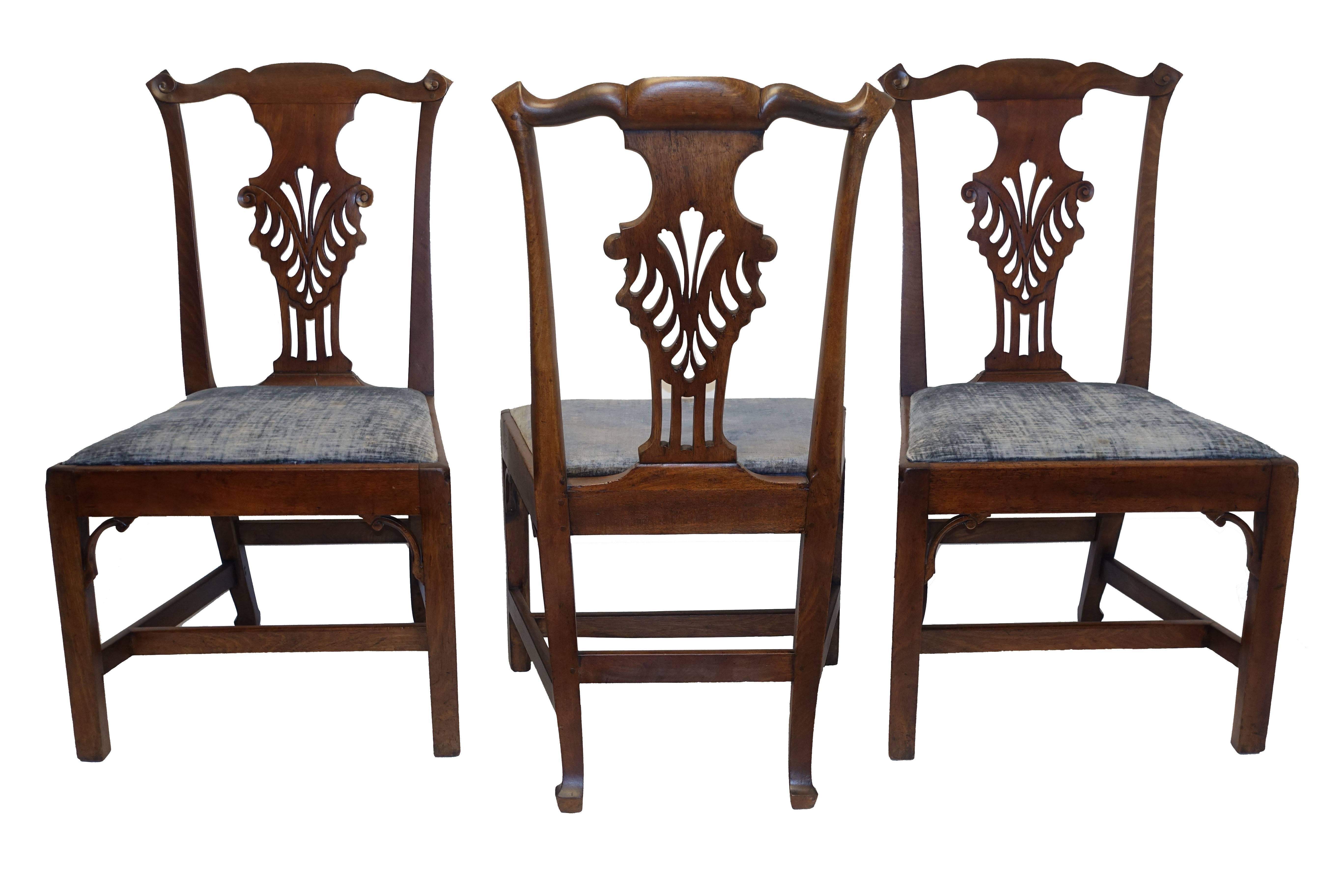 Set of Six Chippendale Style Walnut Dining Chairs circa 1800 In Excellent Condition In San Francisco, CA