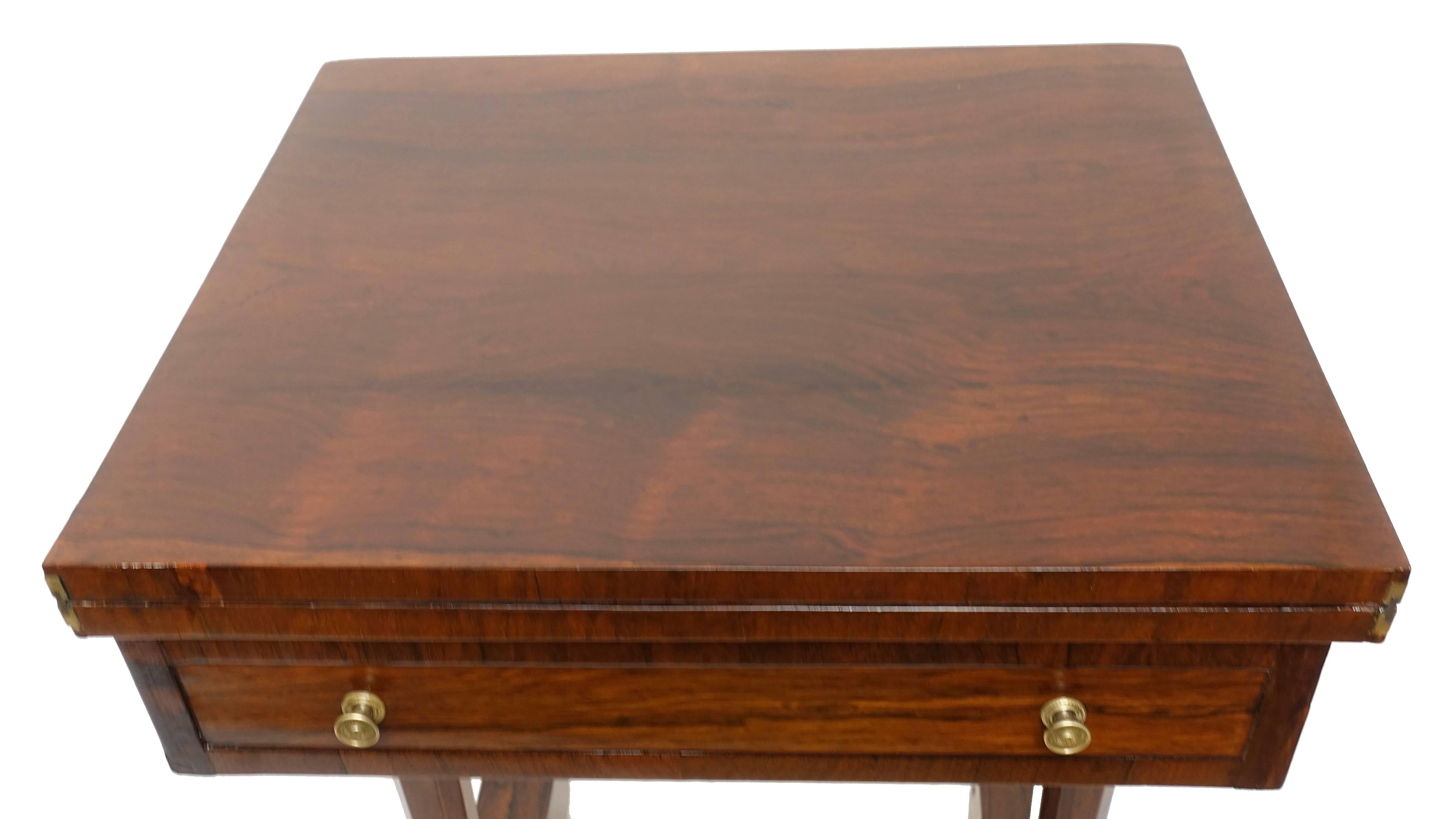 English Regency Rosewood and Leather Game Table 1