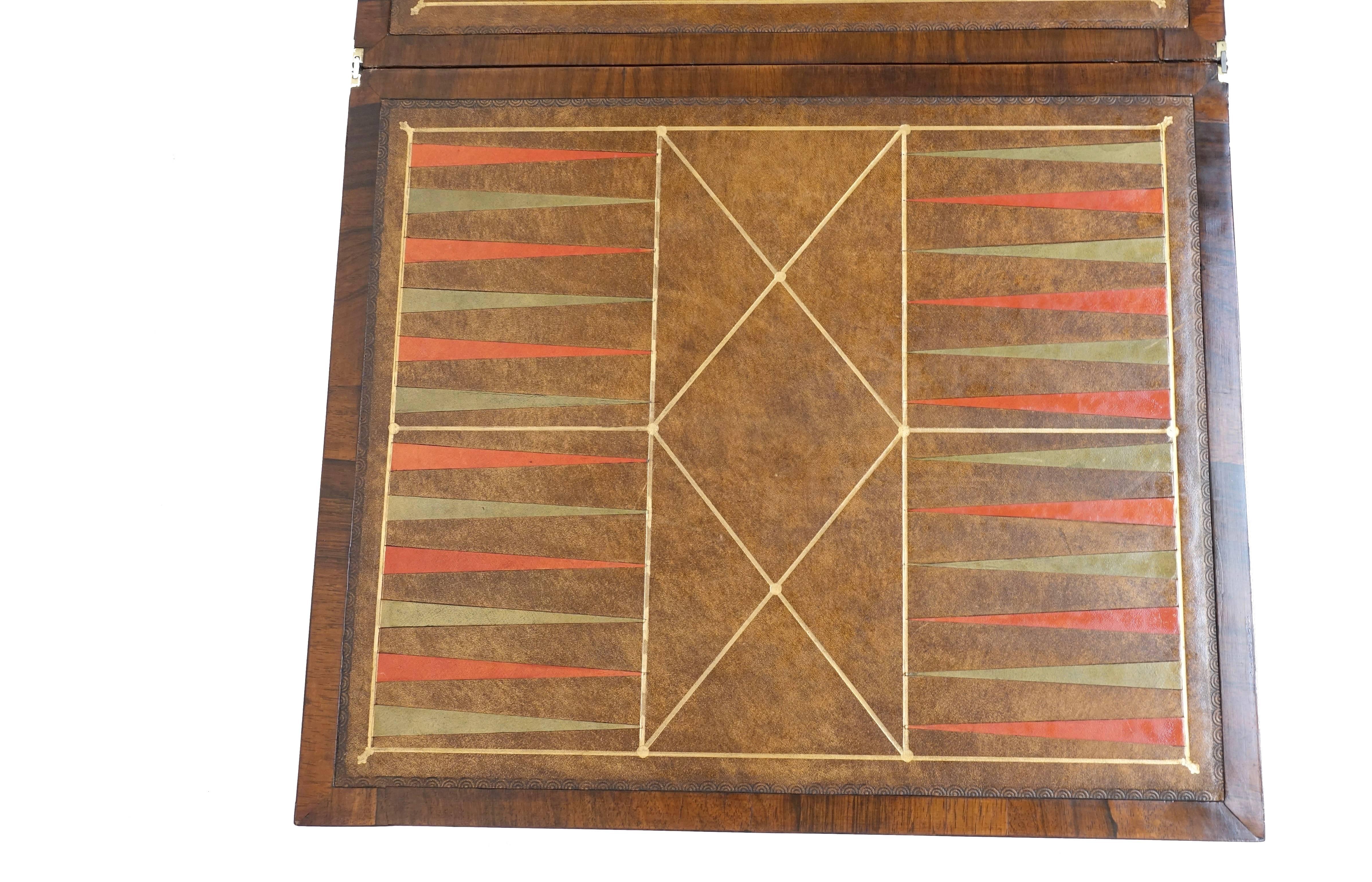 English Regency Rosewood and Leather Game Table 2