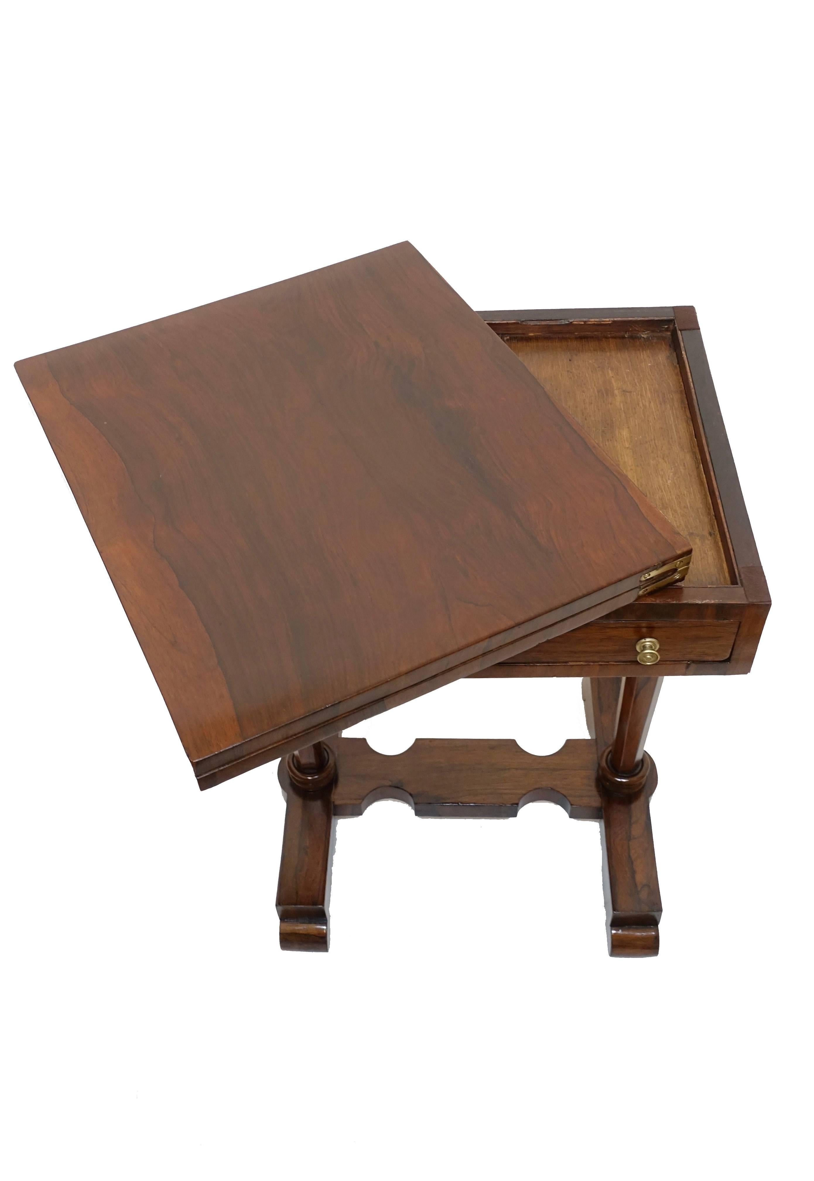 19th Century English Regency Rosewood and Leather Game Table
