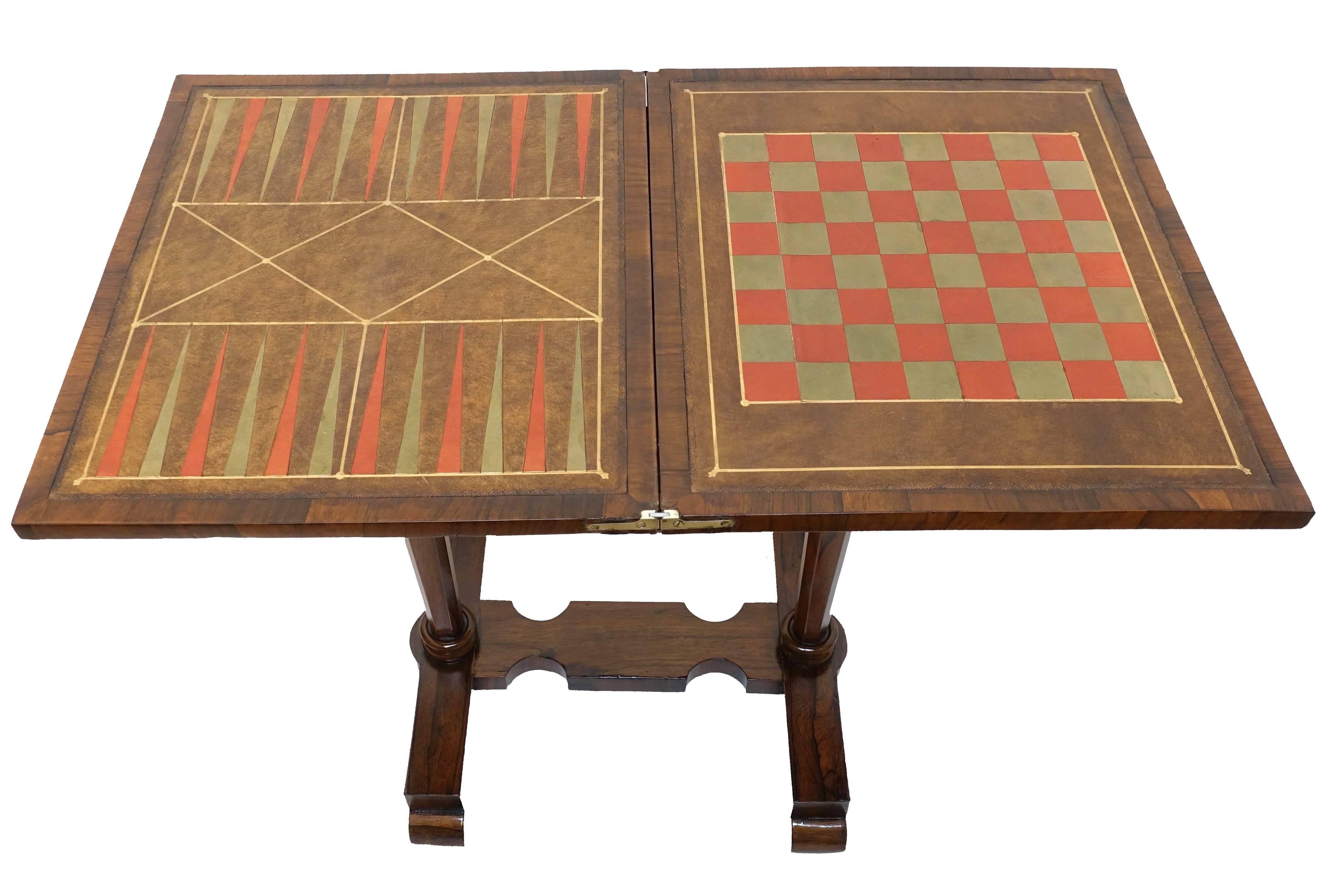 English Regency Rosewood and Leather Game Table 3