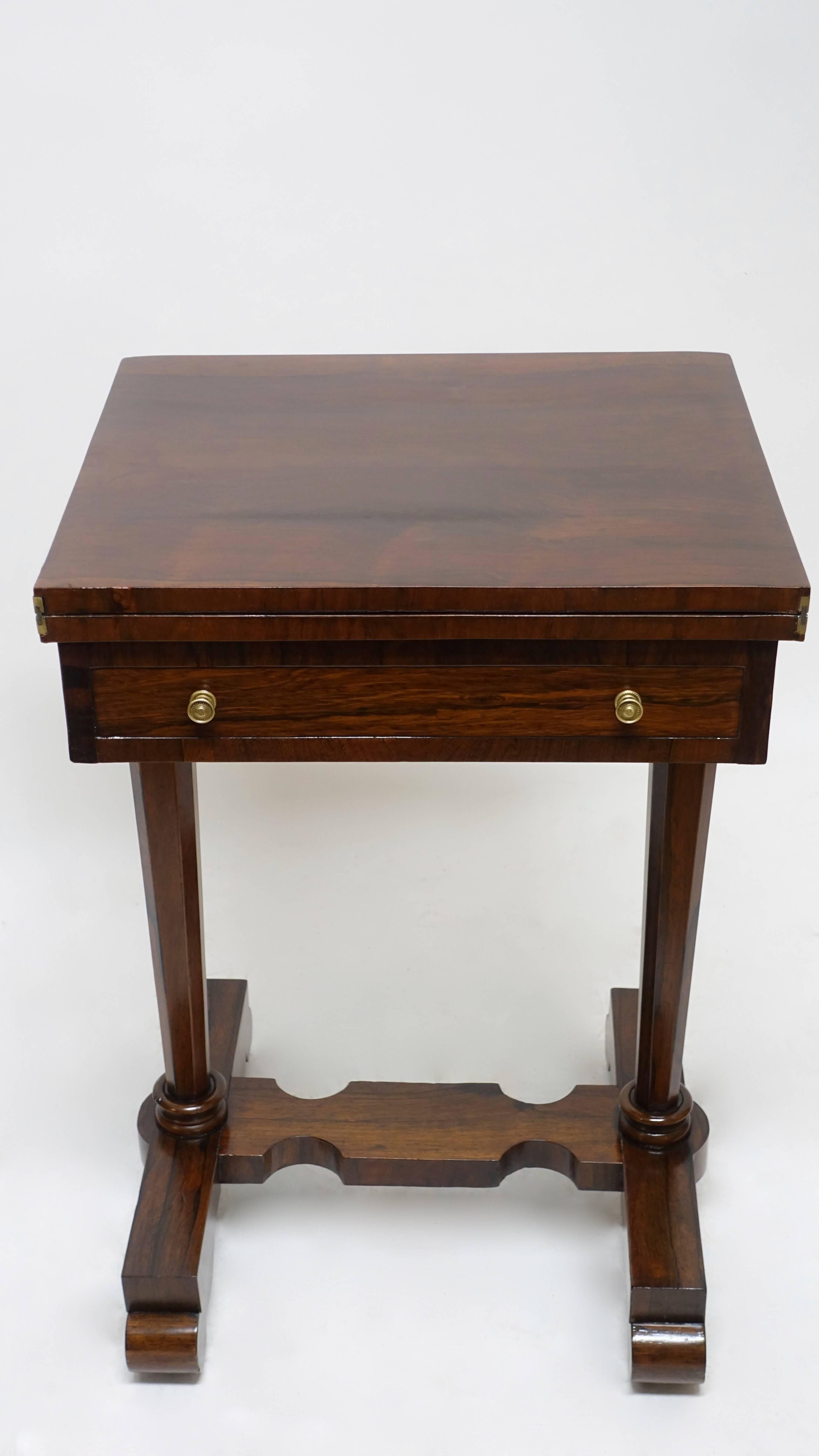 English Regency Rosewood and Leather Game Table 4