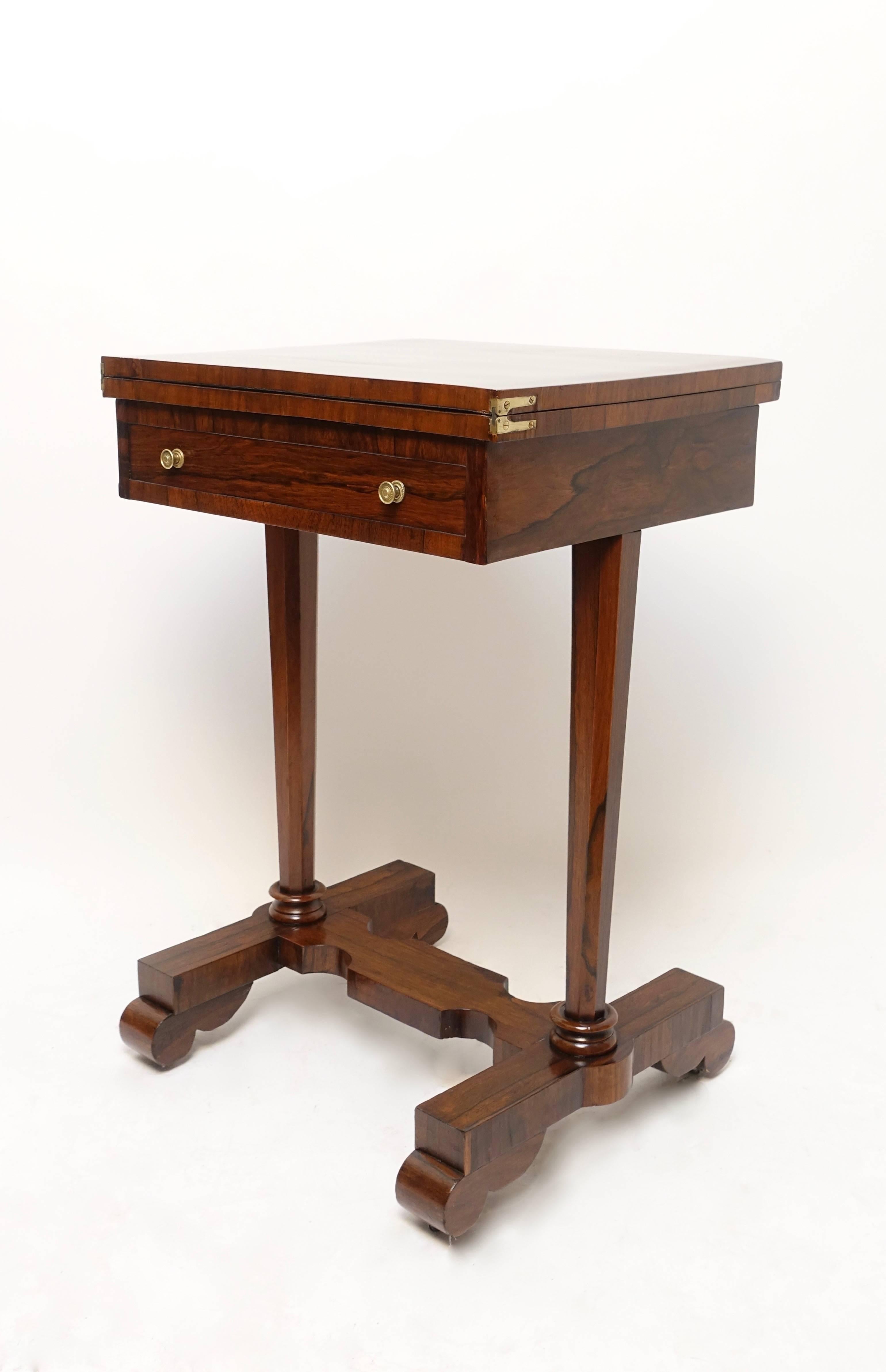 English Regency Rosewood and Leather Game Table 5