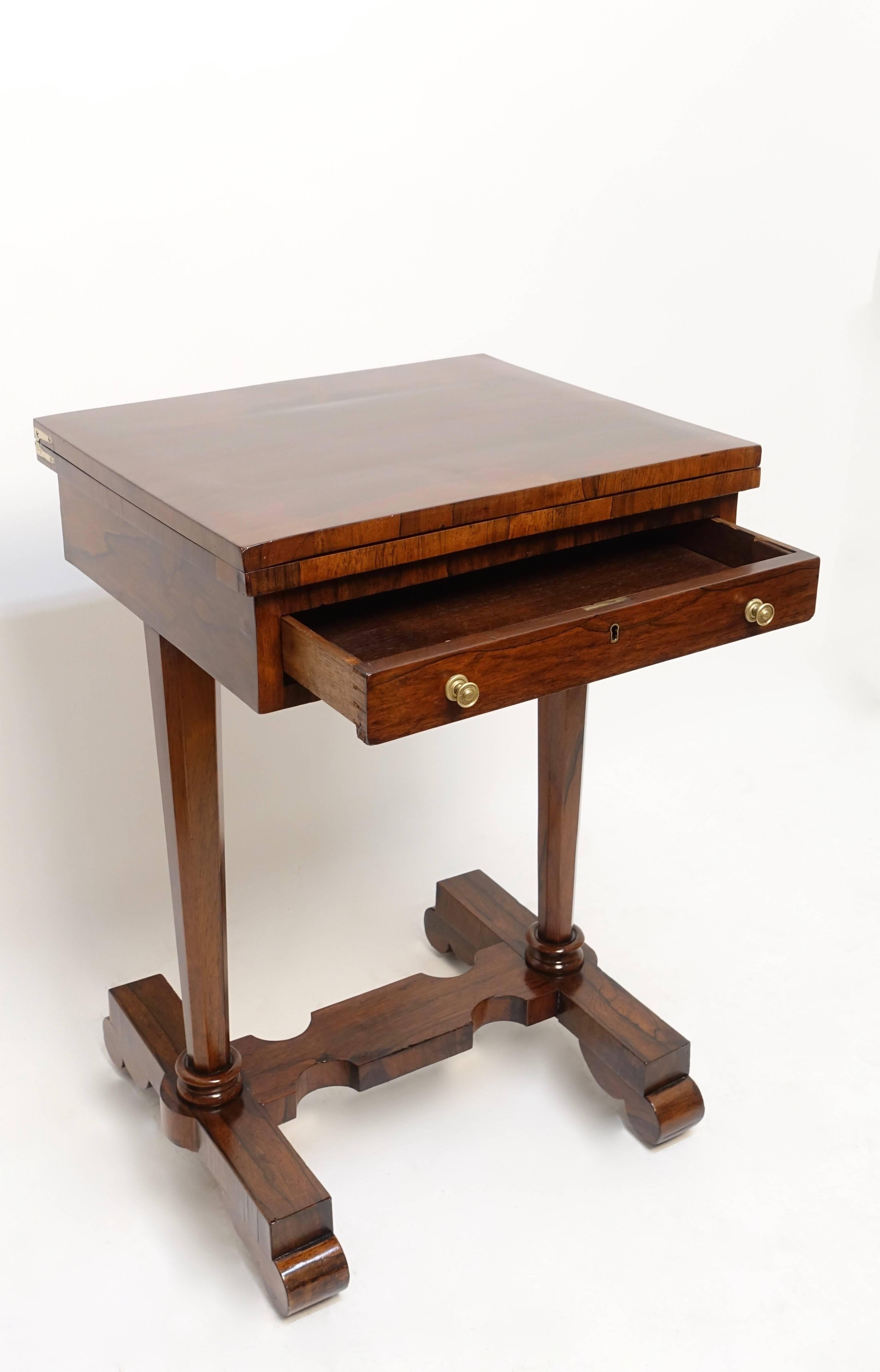 English Regency Rosewood and Leather Game Table 6