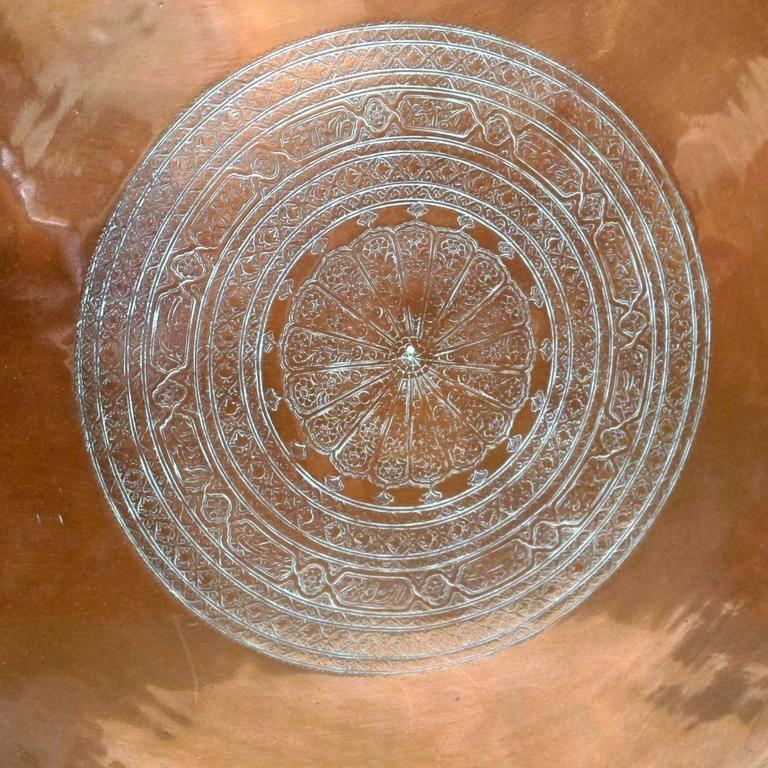 19th Century Persian Copper Tray on Stand Table 2