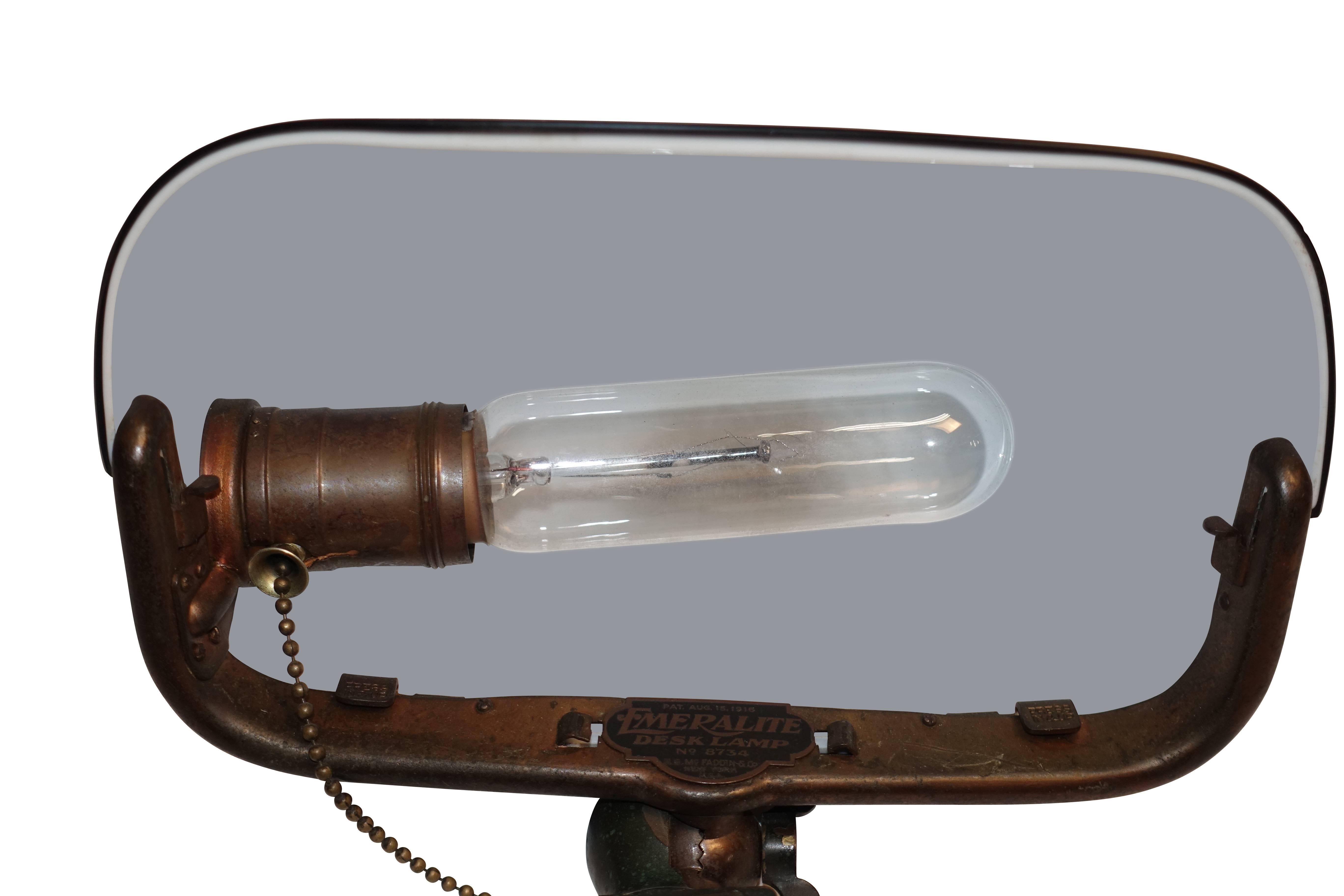Emeralite Desk Lamp with Cased Glass Shade, American, circa 1915 3