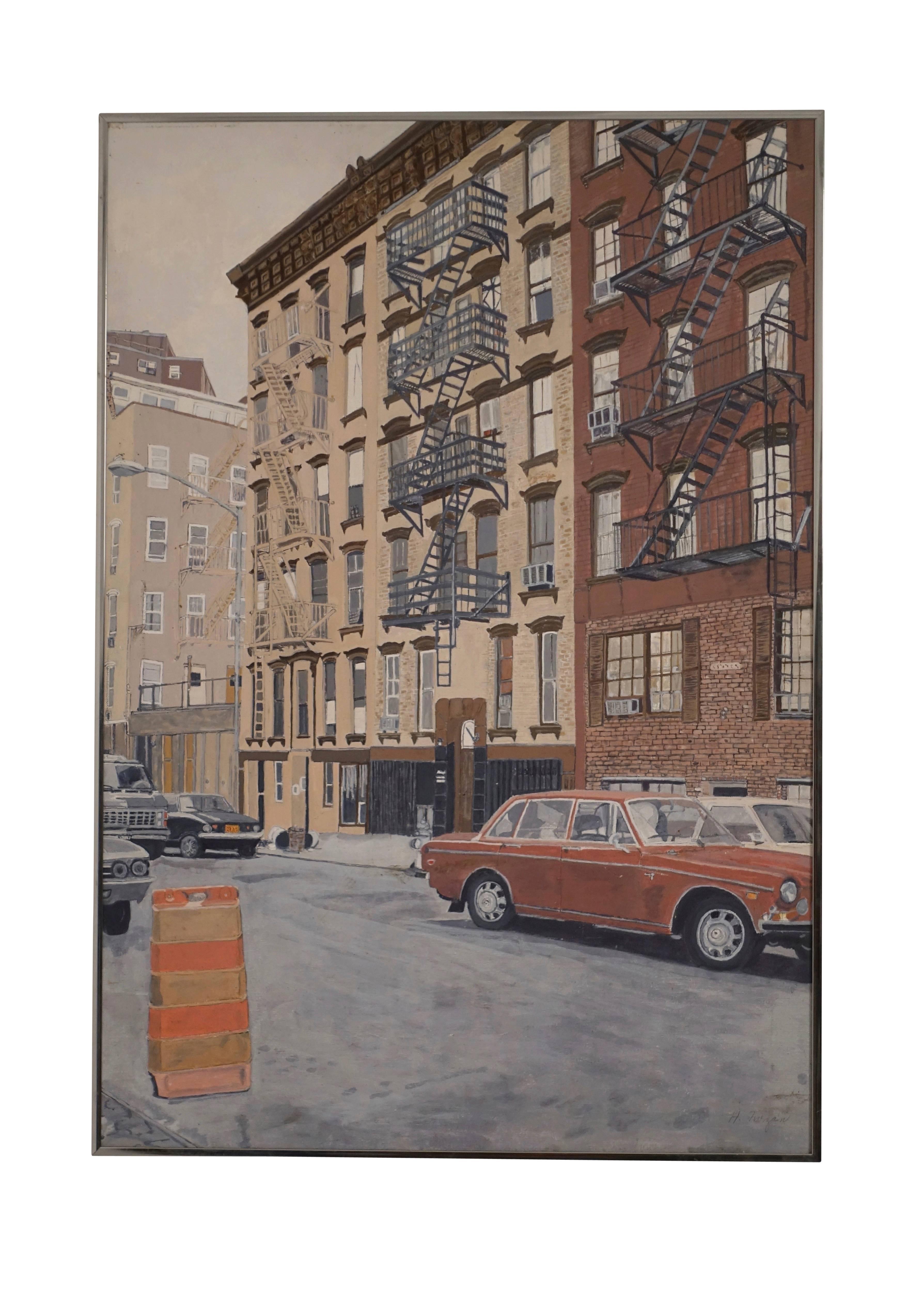 Canvas Mid 20th Century New York Cityscape Painting 