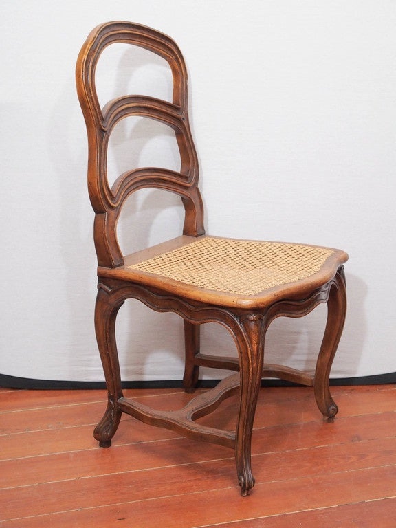 Set of Six Commodious French Walnut Dining Chairs 2