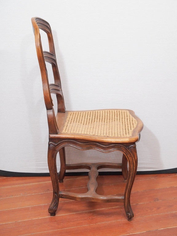 Set of Six Commodious French Walnut Dining Chairs 3