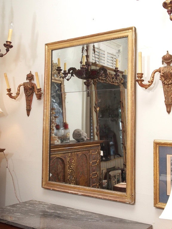 19th Century Neoclassical French Giltwood Mirror For Sale 1