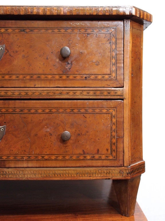 Miniature Neoclassical Parquetry Commode In Distressed Condition For Sale In New Orleans, LA