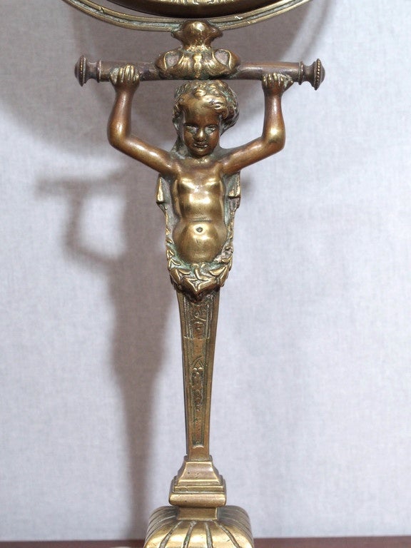 Bronze Caryatid Table Mirror In Good Condition For Sale In New Orleans, LA