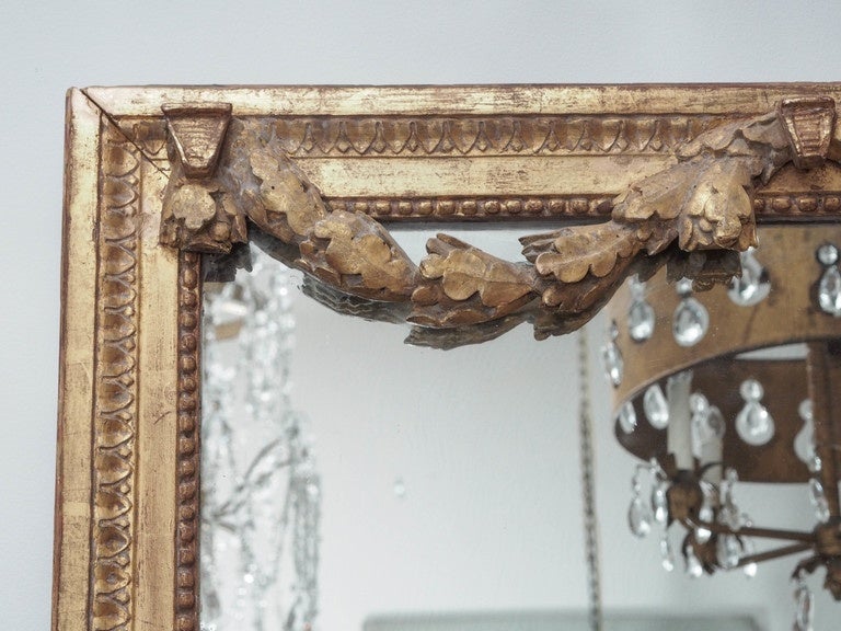 Louis XVI Giltwood Neoclassical Mirror with Garland Swags For Sale