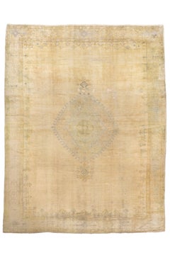 Timeless Oushak with Faded Ivory Field and Soft Medallion Design