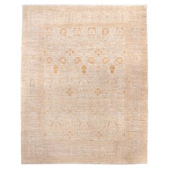 Contemporary Oushak with Soft Ivory Field and Geometric Tribal Pattern