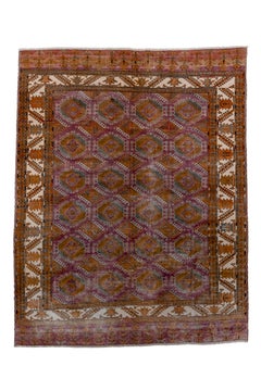 Unsual Yomud Rug with Slate Field and Palmette Design