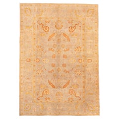 Soft Neutral Oushak Rug in Ivory, Apricot and Golden Tones