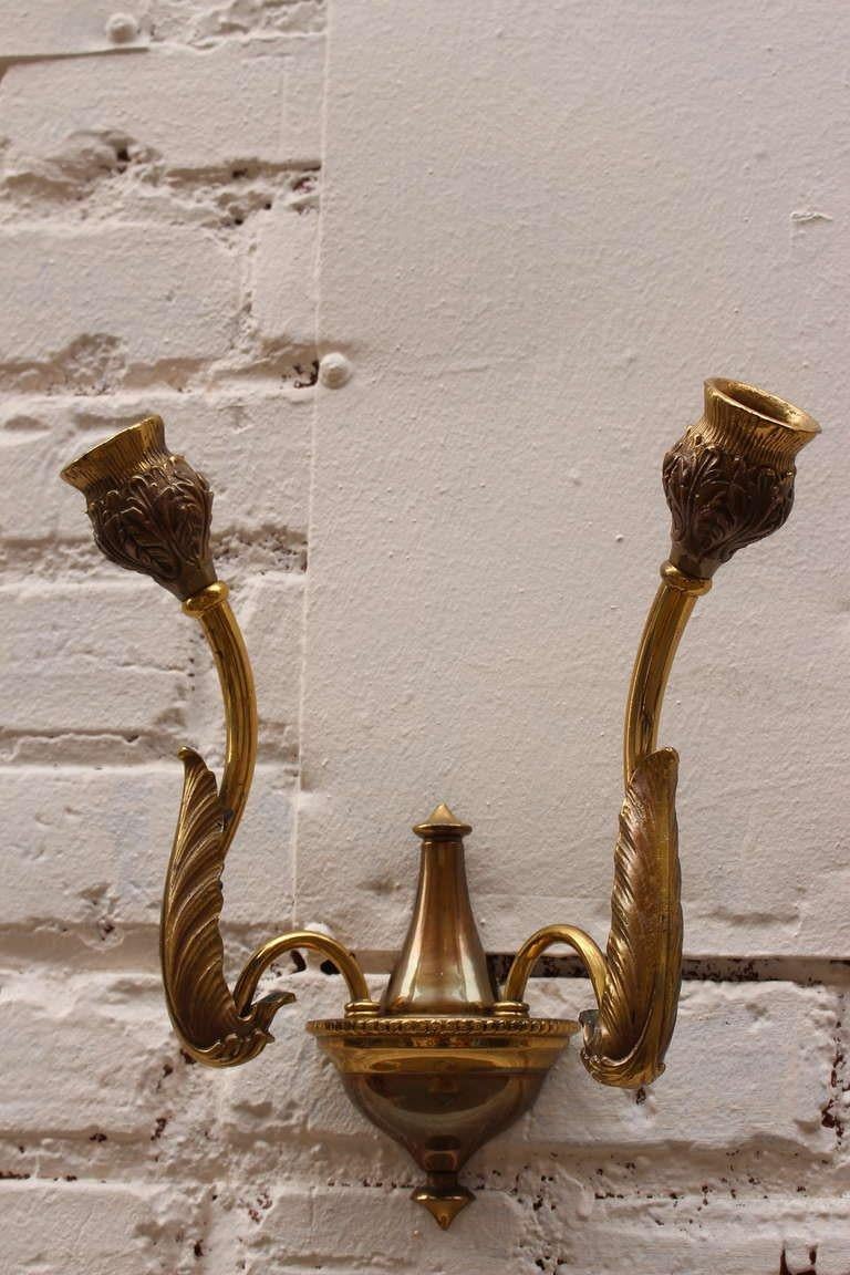 Italian Bronze Wall Sconces In Excellent Condition In Los Angeles, CA