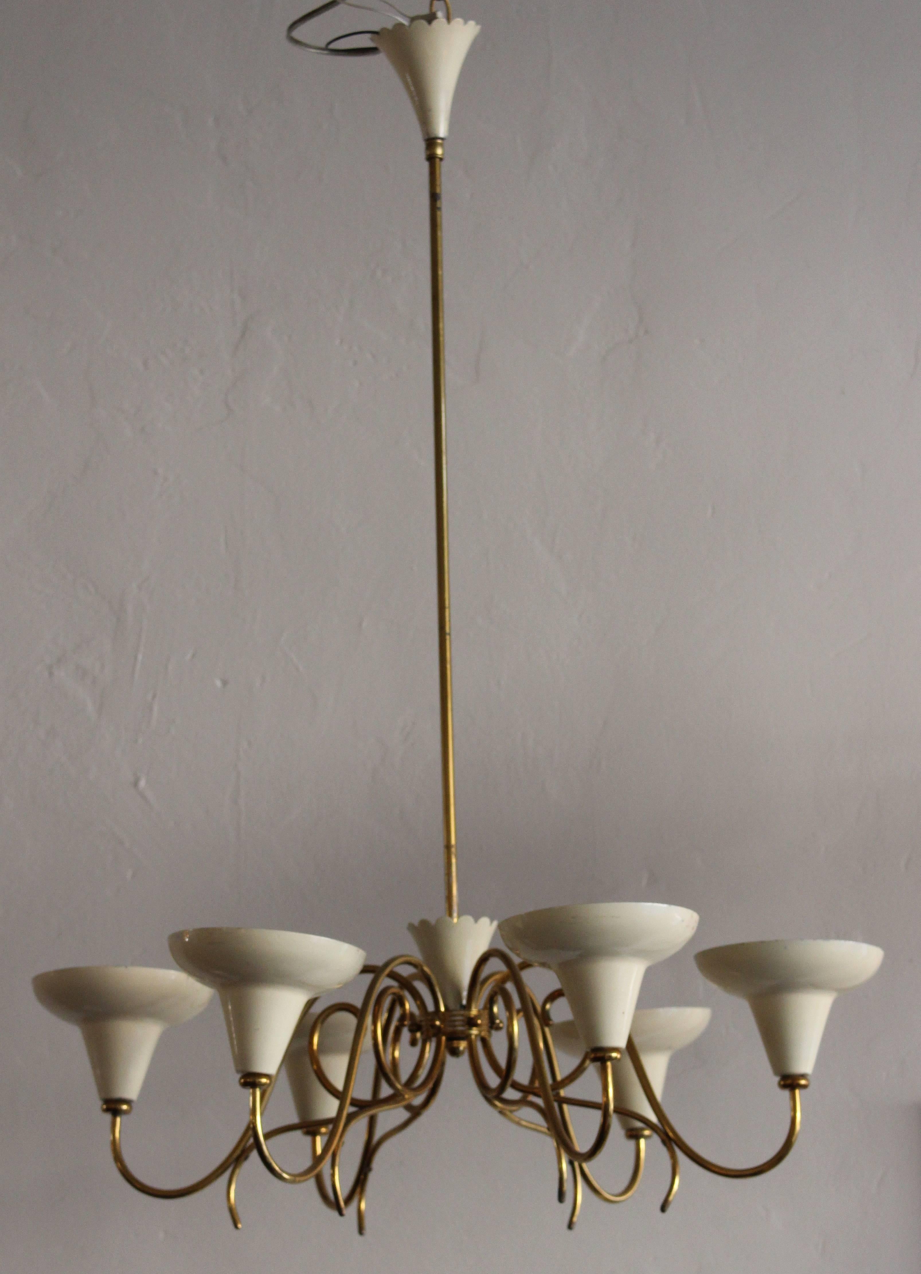 Mid-Century Modern  Italian Chandelier, 1950s in style of Stilnovo 