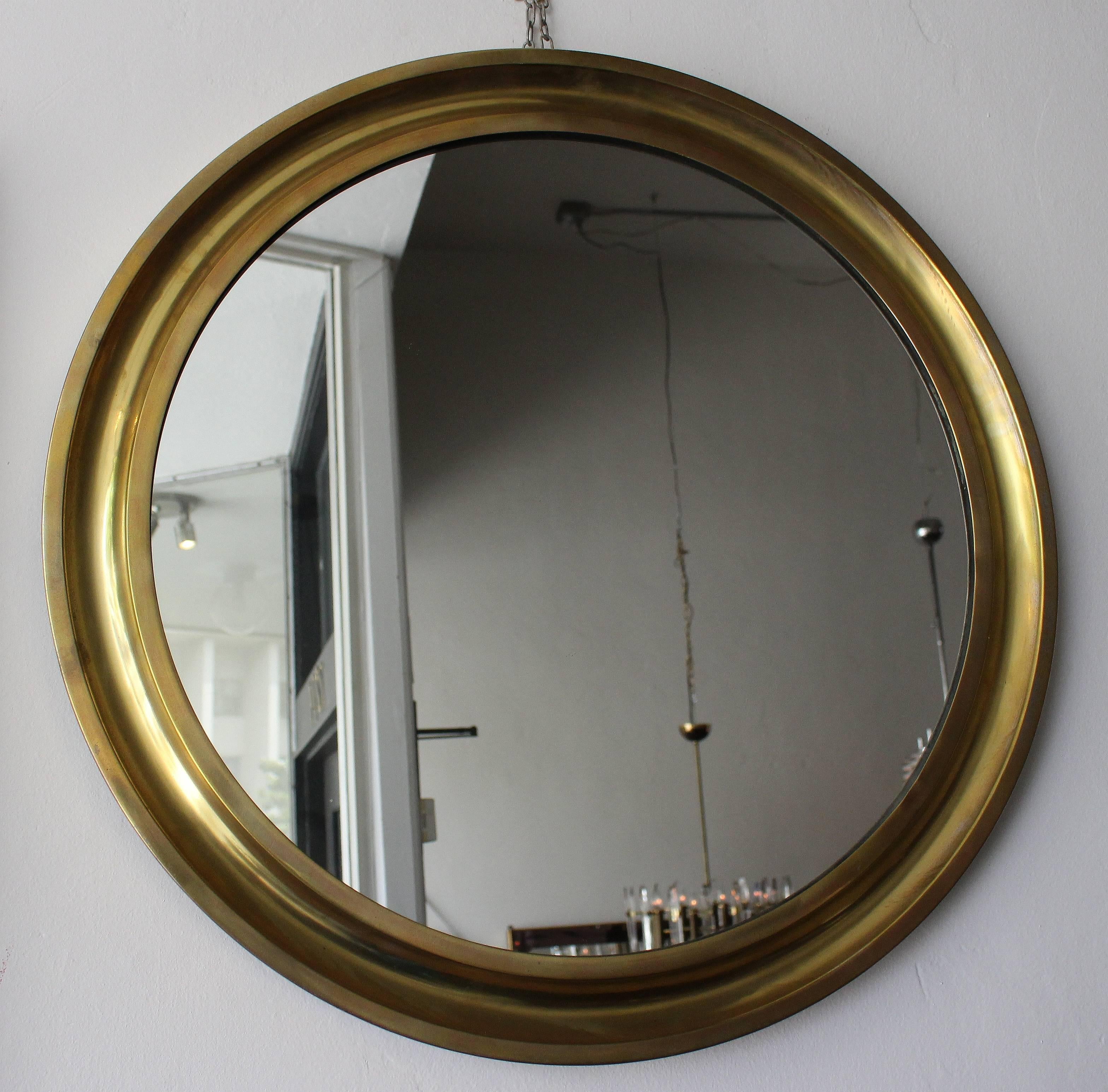Mid-20th Century Sergio Mazza Pair of Brass Mirrors