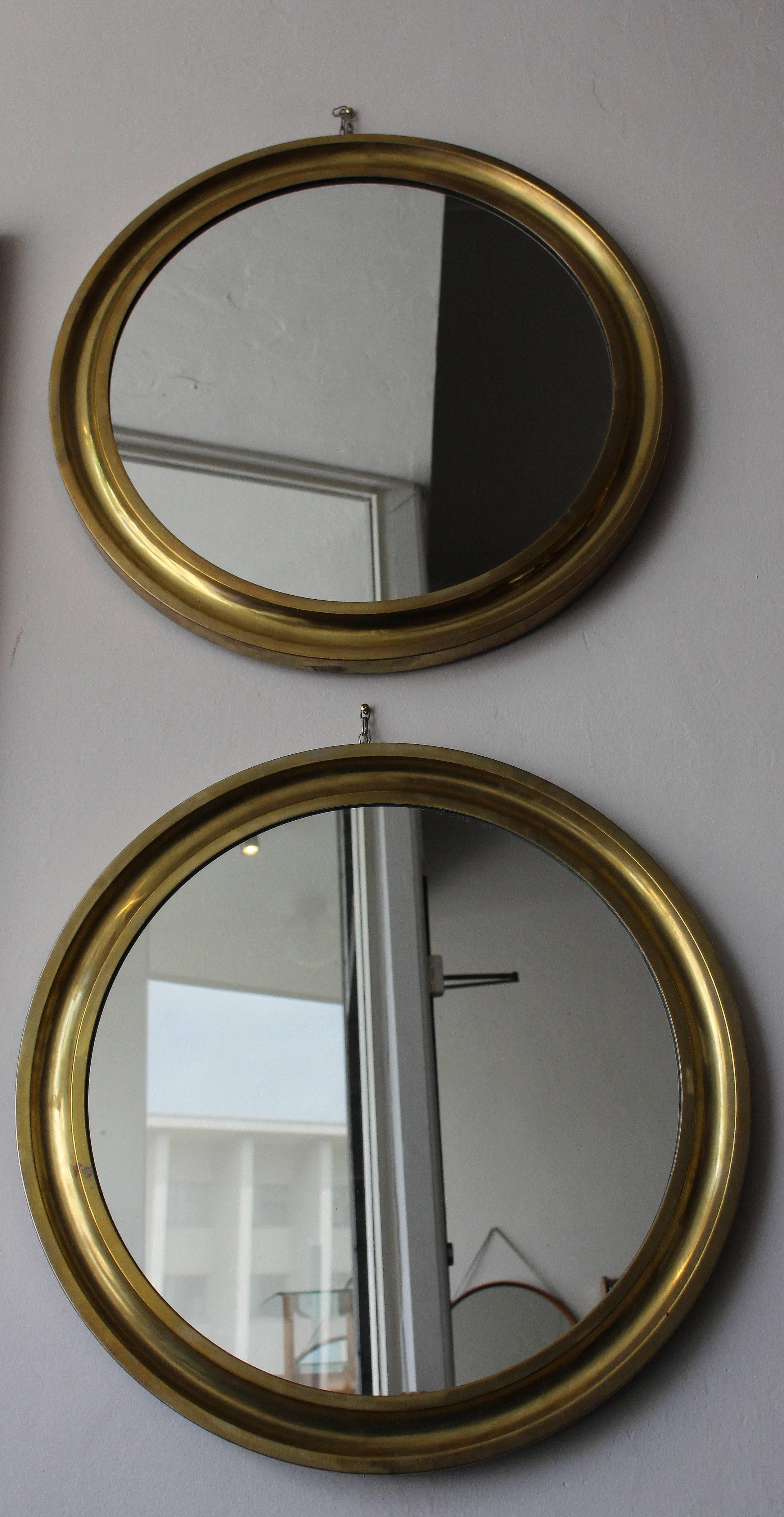 Sergio Mazza Pair of Brass Mirrors 1