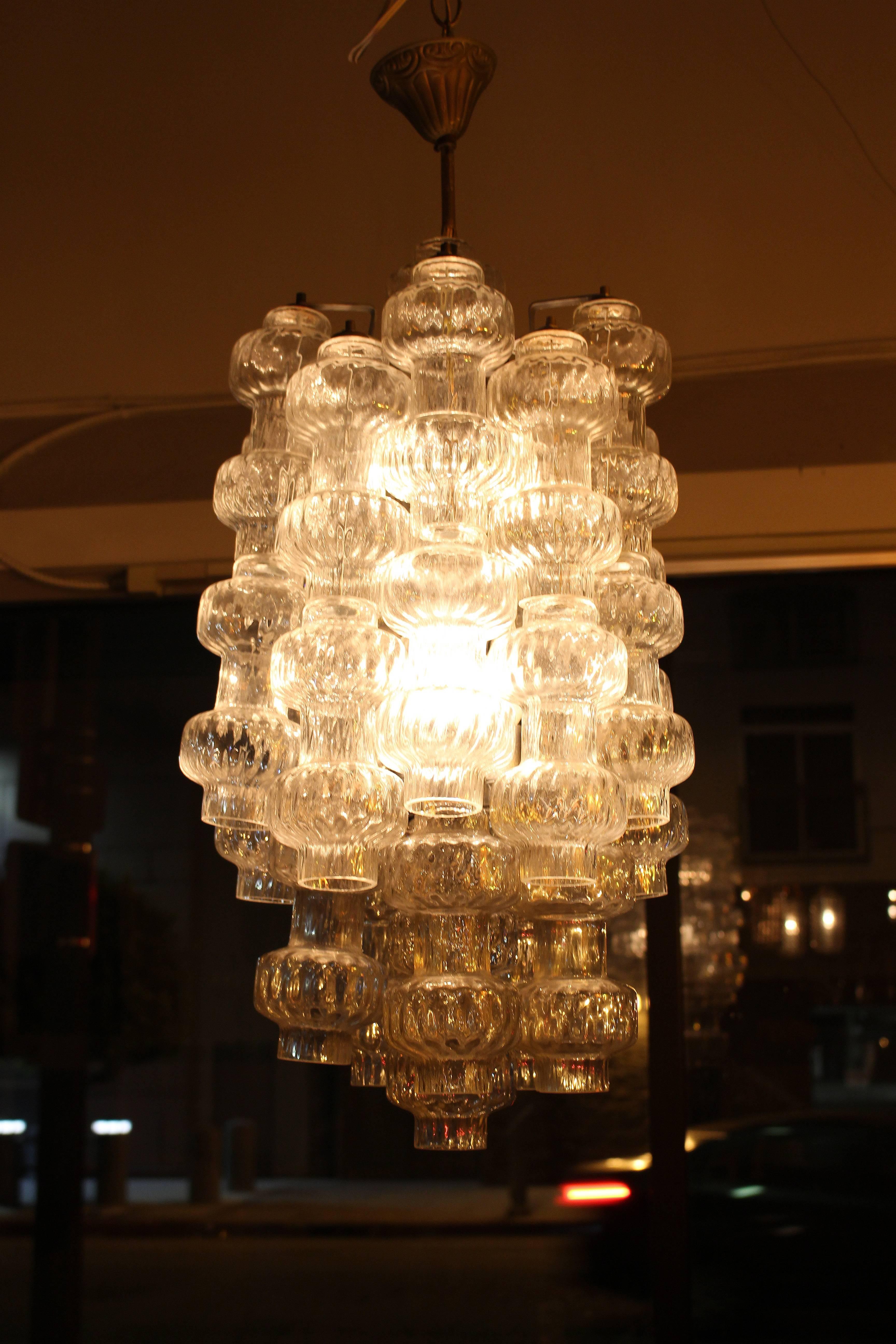 Mid-Century Modern Italian Glass Chandelier by Vetreria Murano For Sale