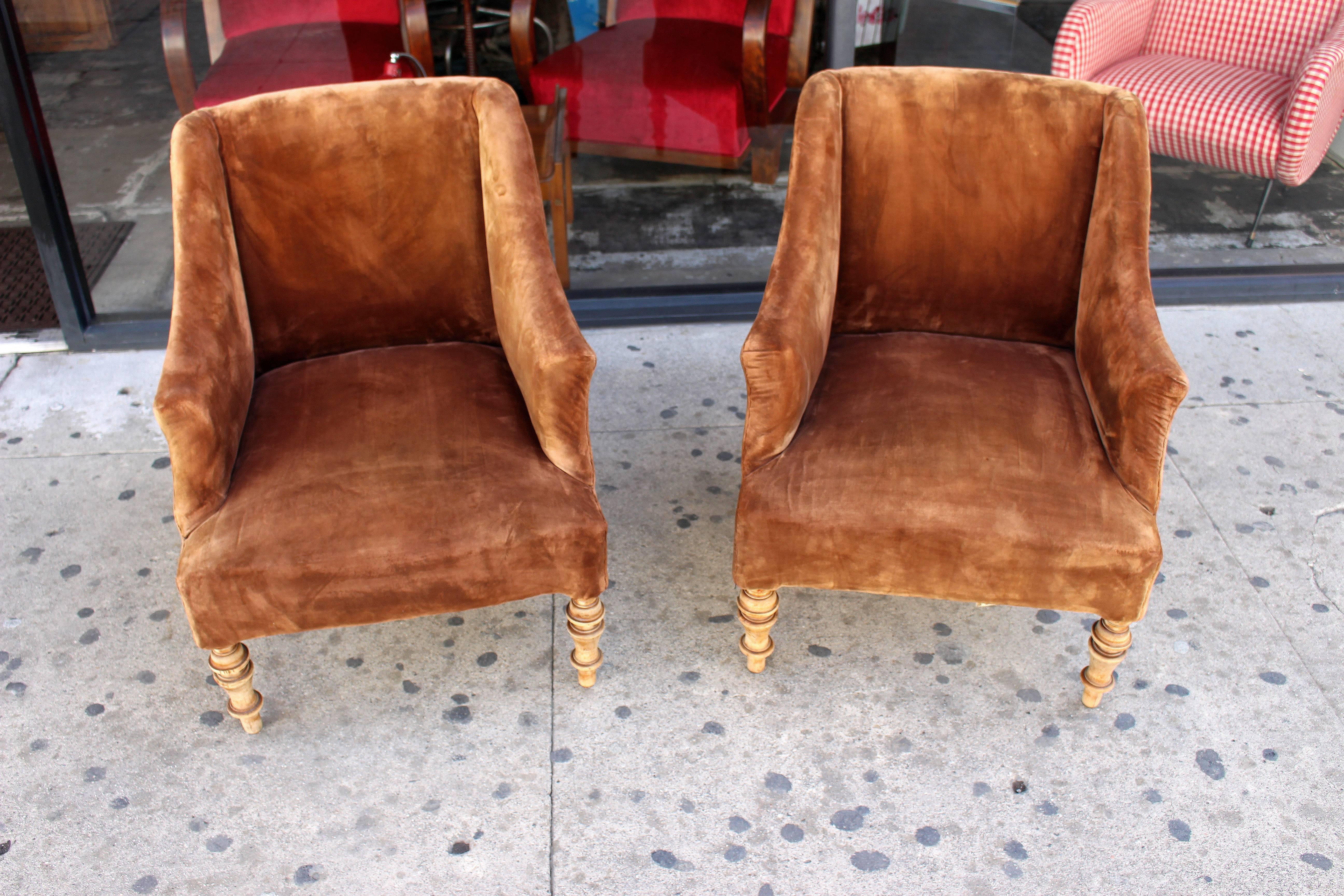 Austrian pair of chairs mohair original upholstery.