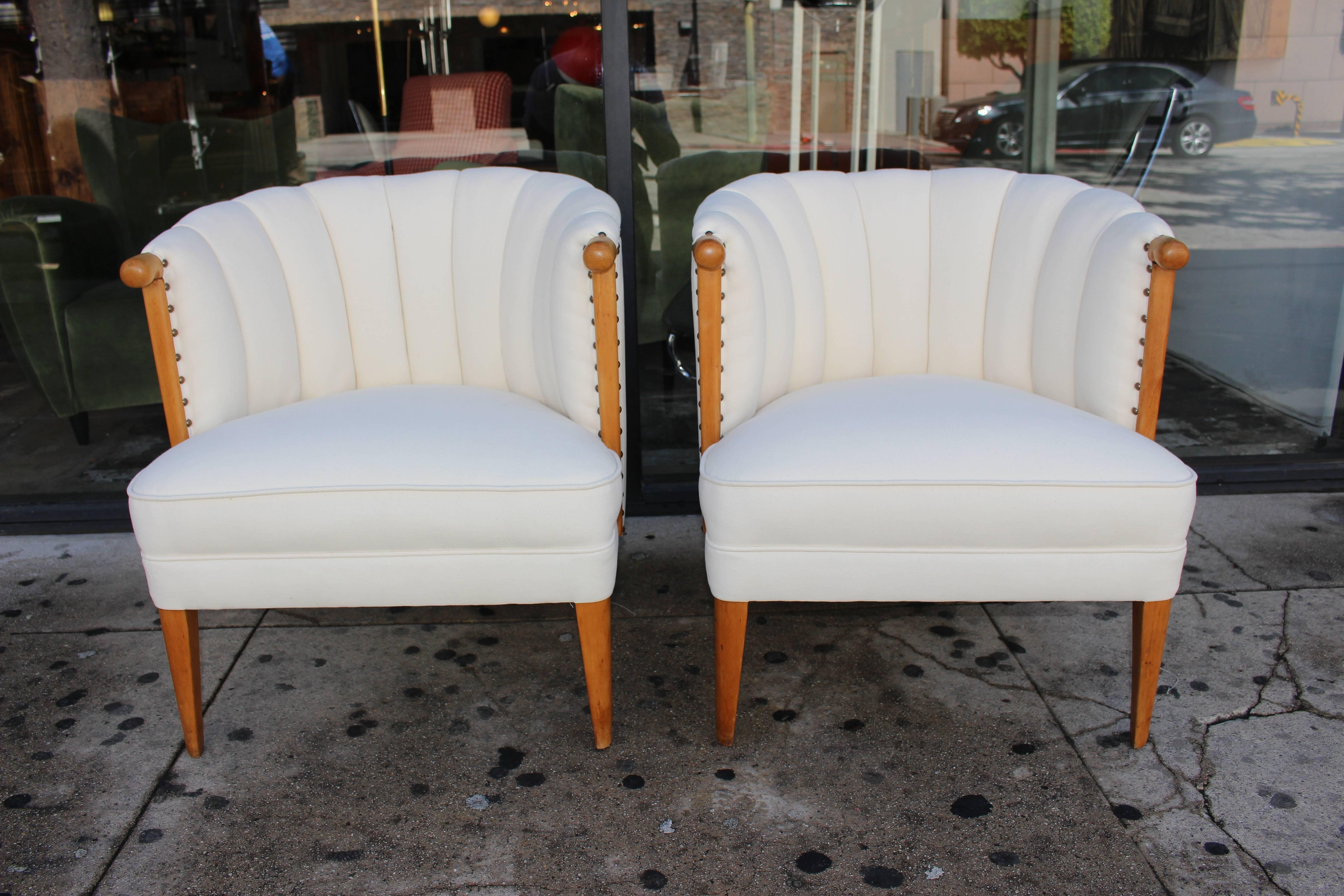 Hollywood Regency Channel Back Chairs In Excellent Condition In Los Angeles, CA