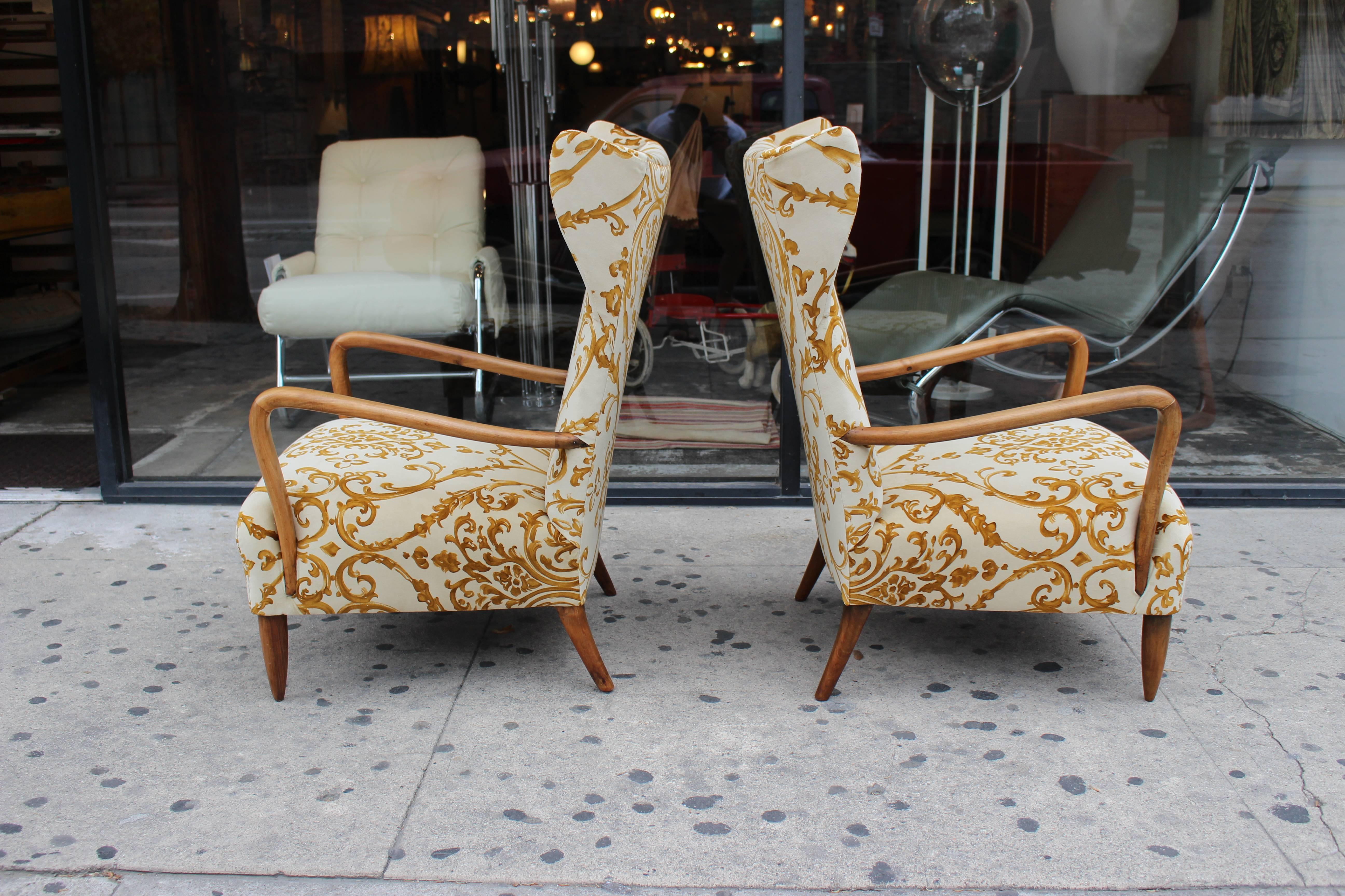 Italian armchairs, new Italian velvet upholstery it looks like the original fabric.

Pls note: Item is located at Beverly Store
7274 Beverly Blvd 
Los Angeles, CA 90036
